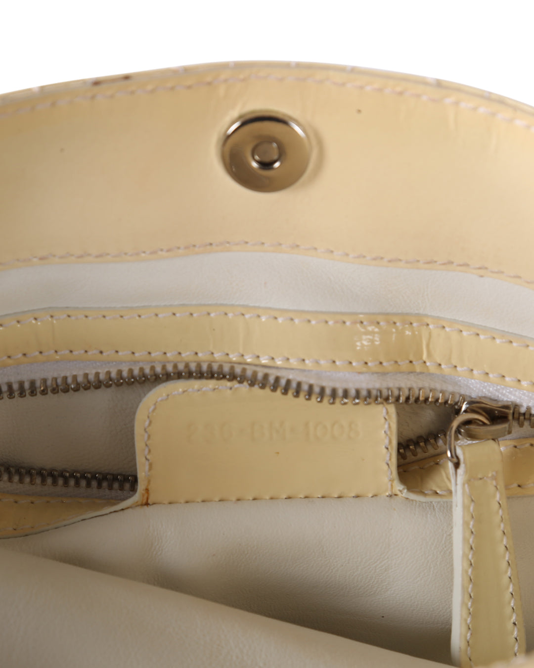CHRISTIAN DIOR Off White Cannage Patent Leather Foldover Clutch