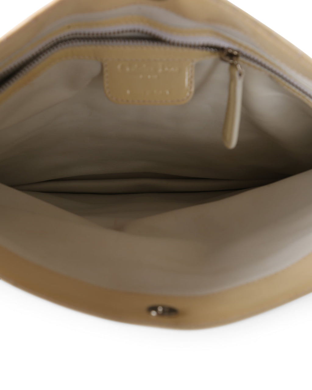 CHRISTIAN DIOR Off White Cannage Patent Leather Foldover Clutch