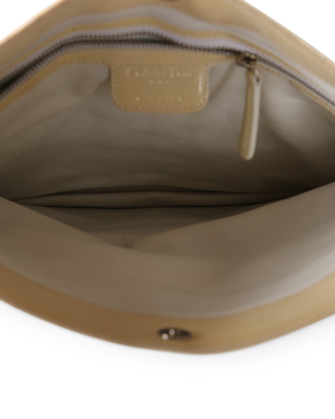 CHRISTIAN DIOR Off White Cannage Patent Leather Foldover Clutch