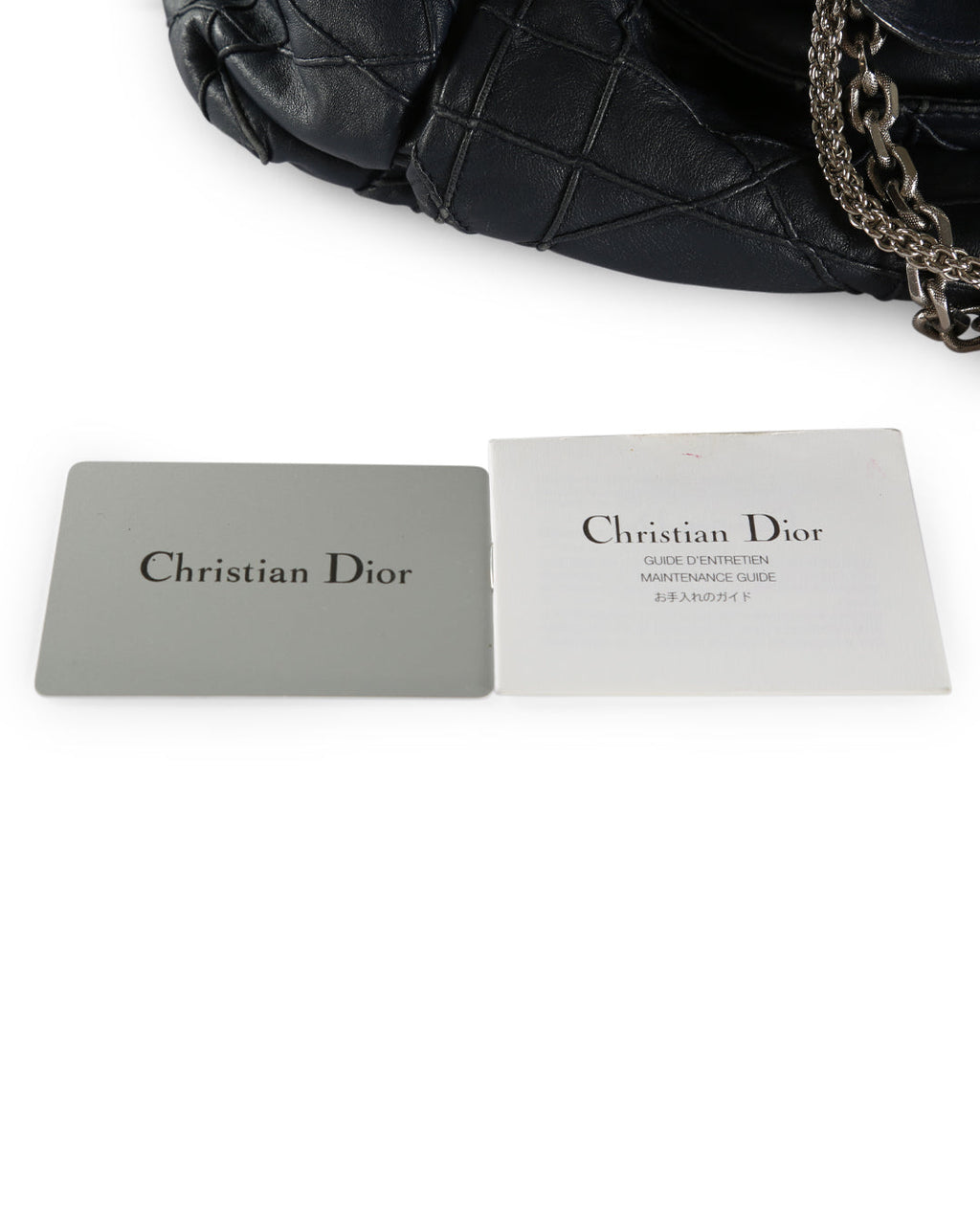 CHRISTIAN DIOR Navy Blue Cannage Leather Le Trente Hobo Bag