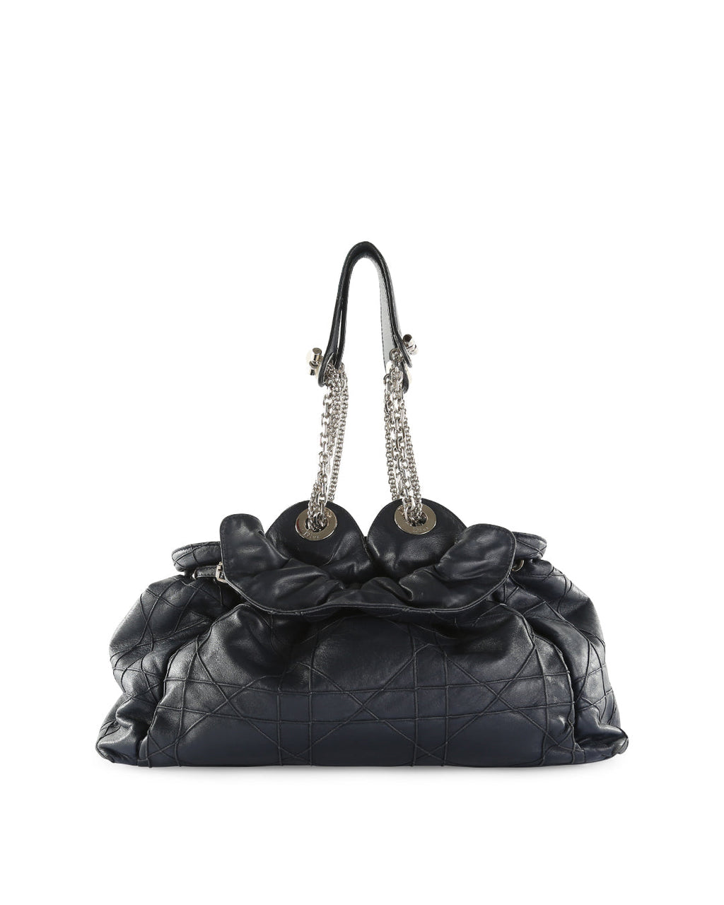 CHRISTIAN DIOR Navy Blue Cannage Leather Le Trente Hobo Bag