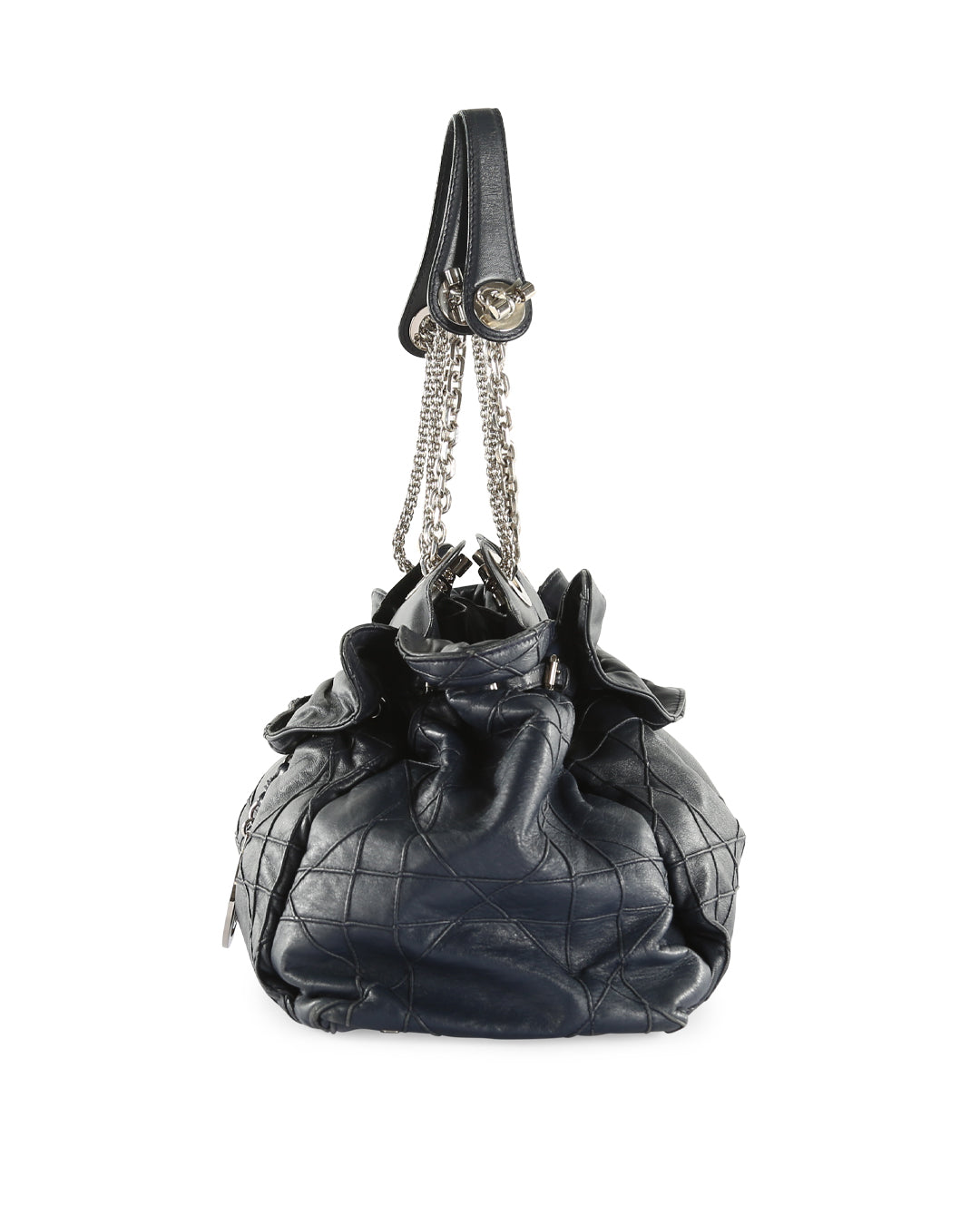 CHRISTIAN DIOR Navy Blue Cannage Leather Le Trente Hobo Bag
