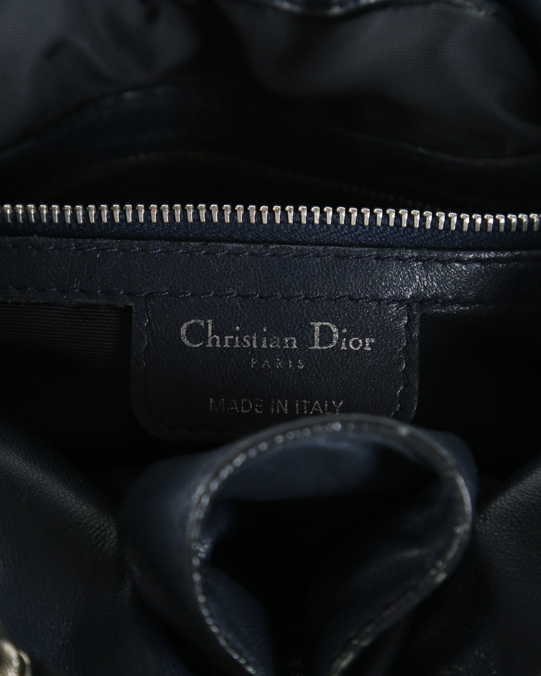 CHRISTIAN DIOR Navy Blue Cannage Leather Le Trente Hobo Bag