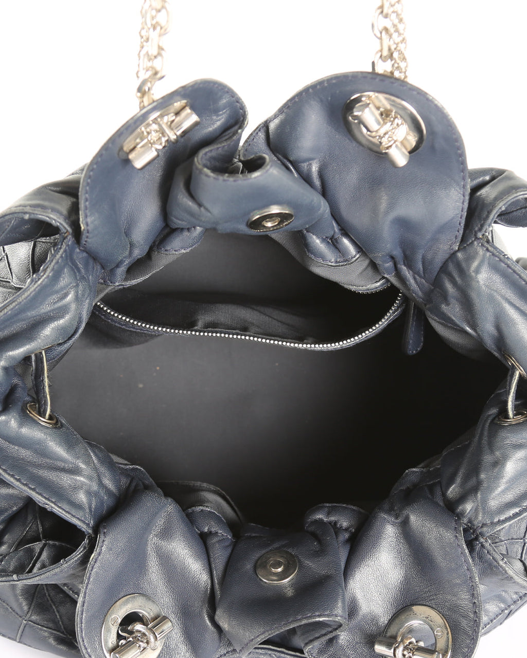 CHRISTIAN DIOR Navy Blue Cannage Leather Le Trente Hobo Bag