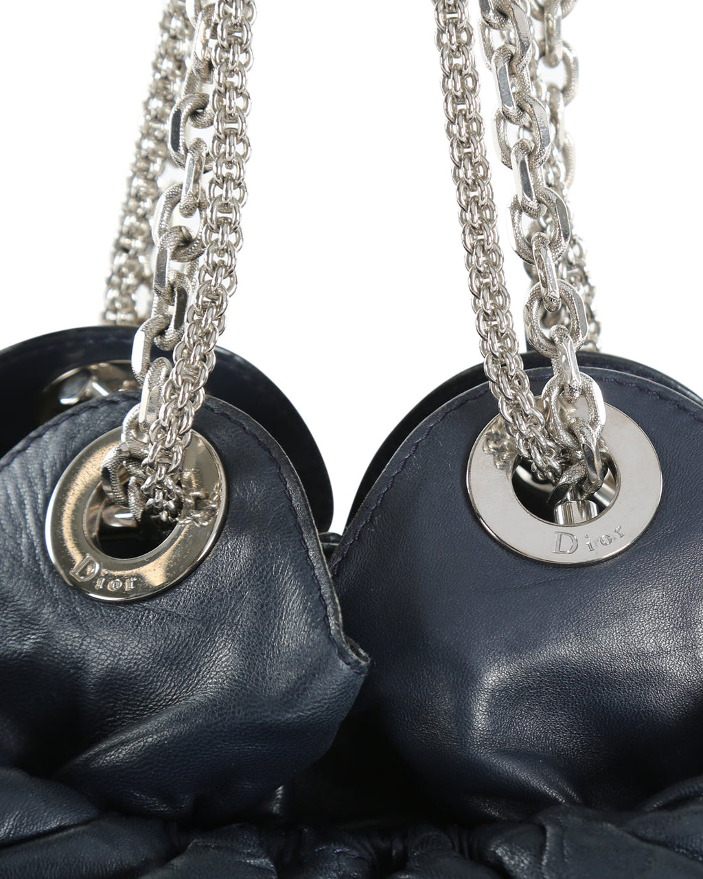 CHRISTIAN DIOR Navy Blue Cannage Leather Le Trente Hobo Bag
