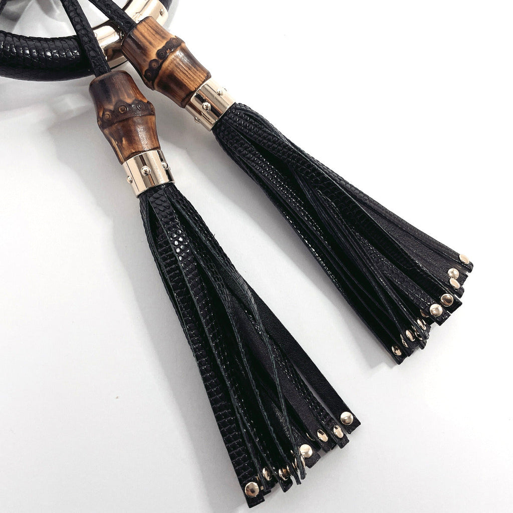 GUCCI Handbag 197051 indy tassel 2WAY leather Black Women Used