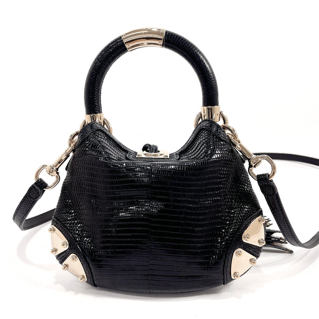 GUCCI Handbag 197051 indy tassel 2WAY leather Black Women Used