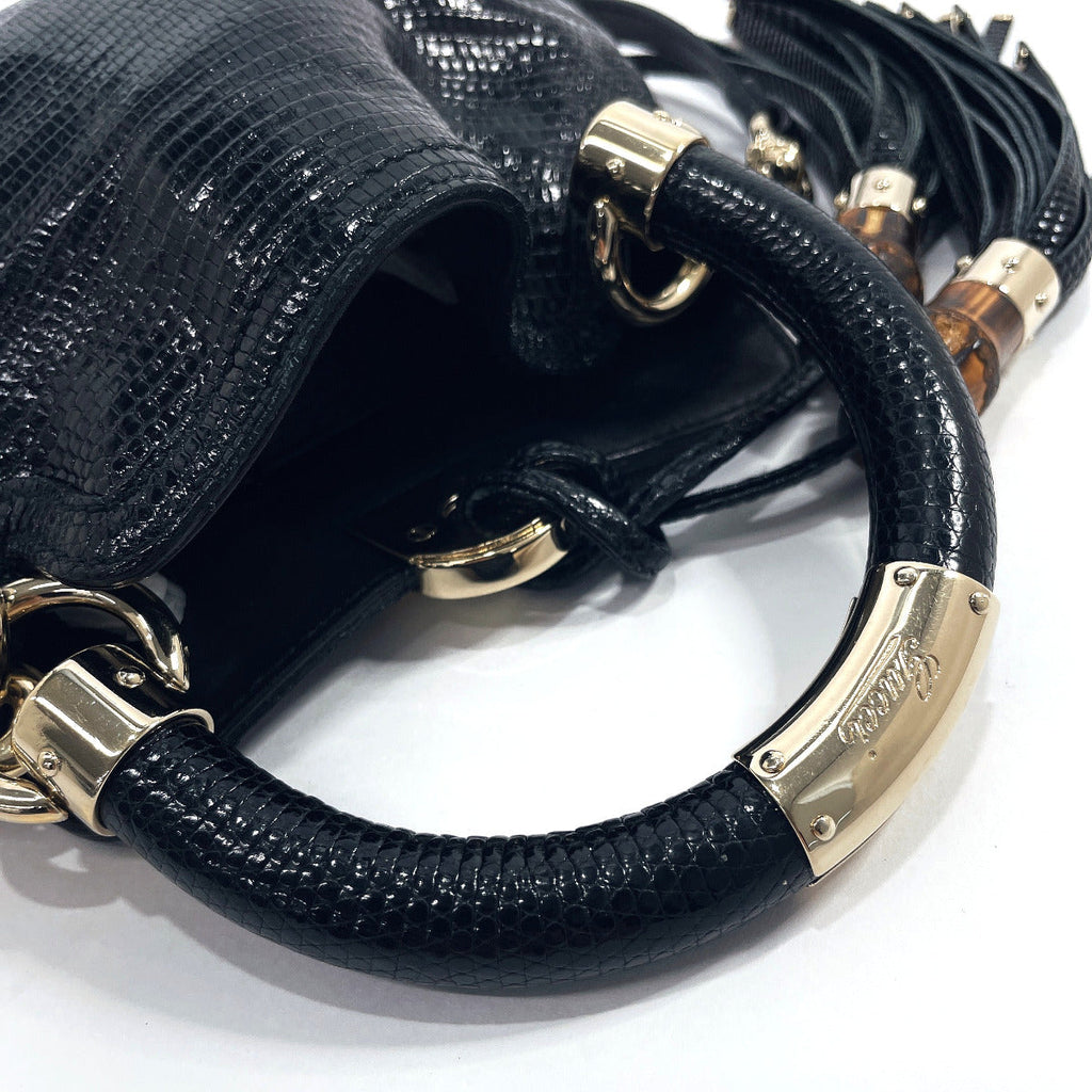 GUCCI Handbag 197051 indy tassel 2WAY leather Black Women Used