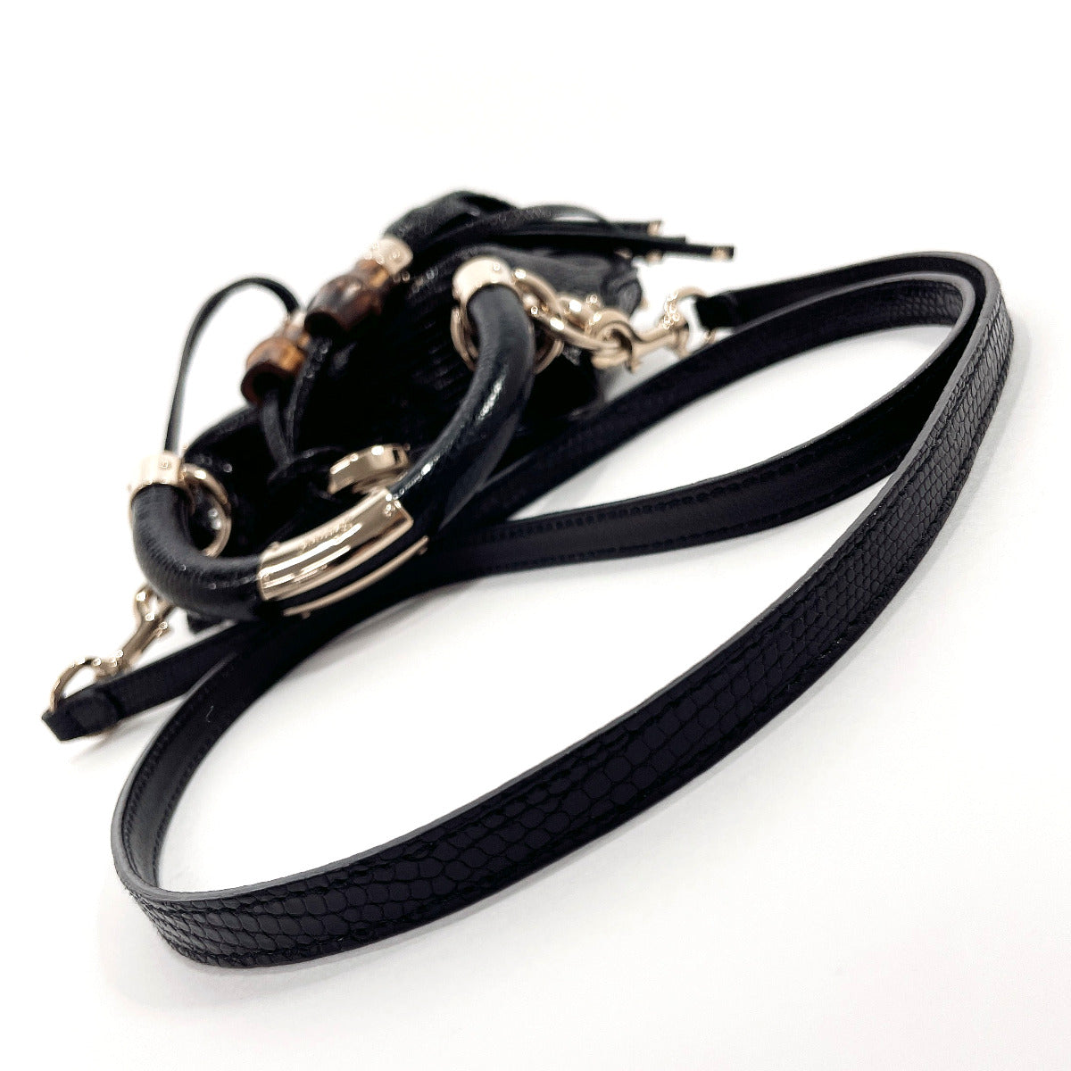 GUCCI Handbag 197051 indy tassel 2WAY leather Black Women Used