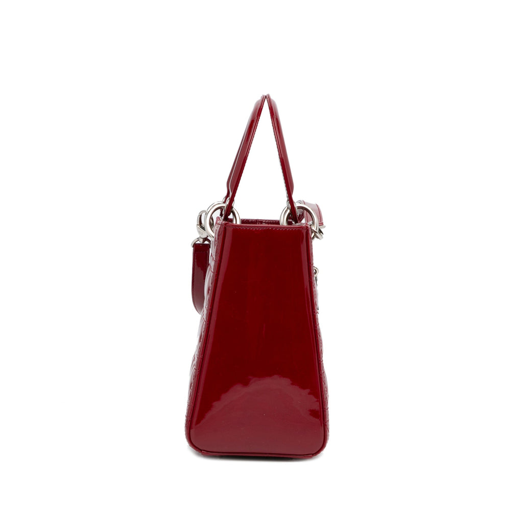 Dior Lady Dior Medium Red Patent Leather