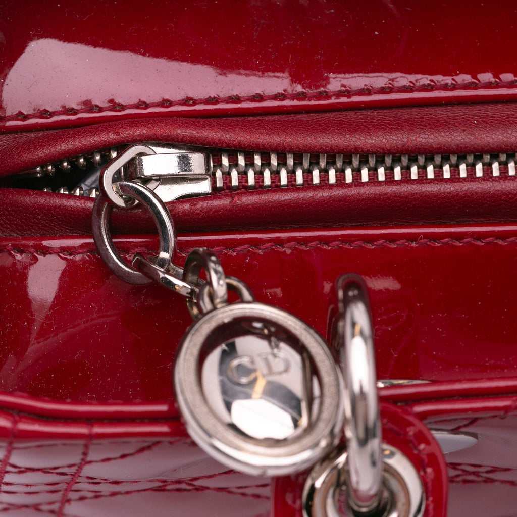 Dior Lady Dior Medium Red Patent Leather