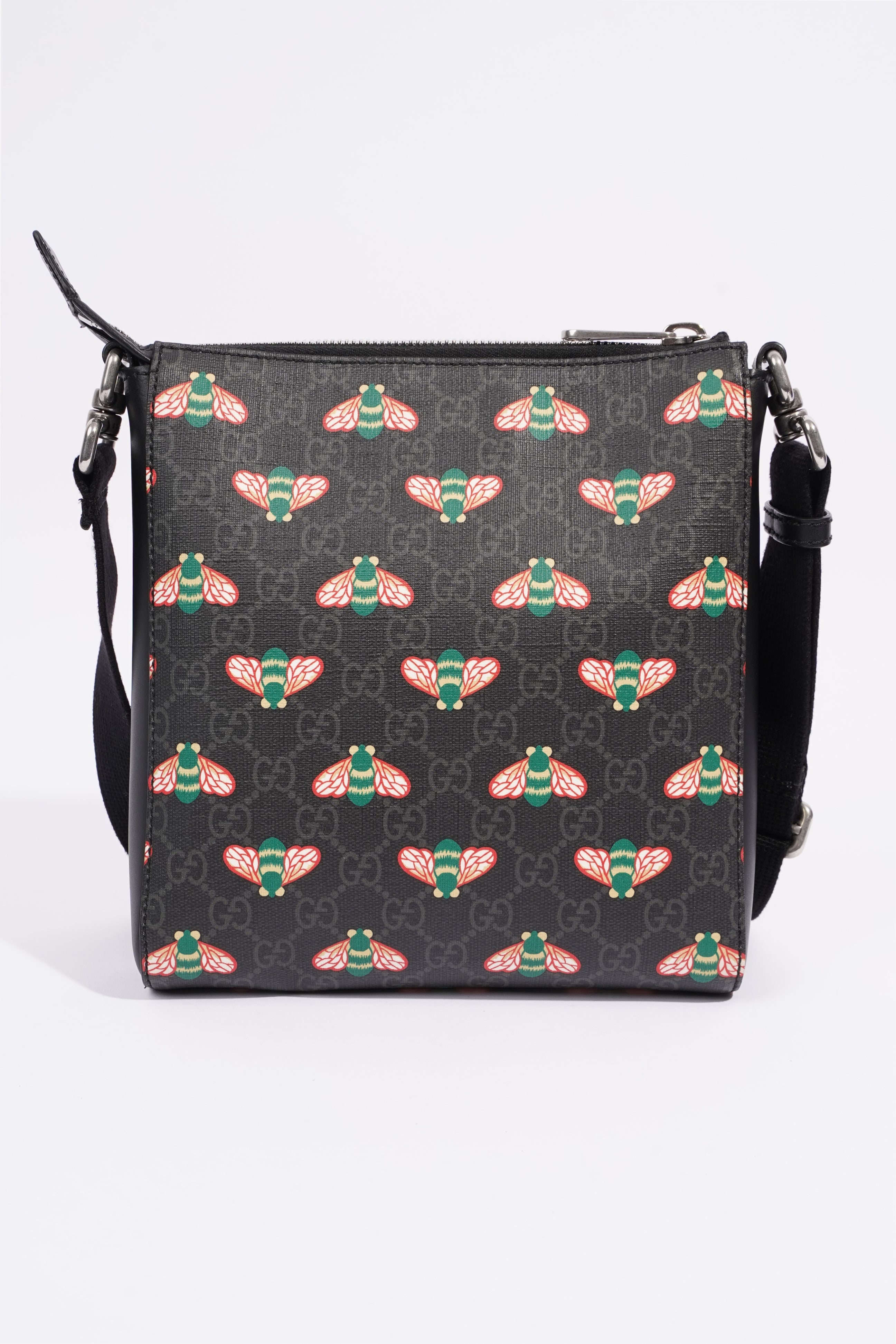 Gucci Bestiary Messenger Bag Black / Red / Blue Canvas OS