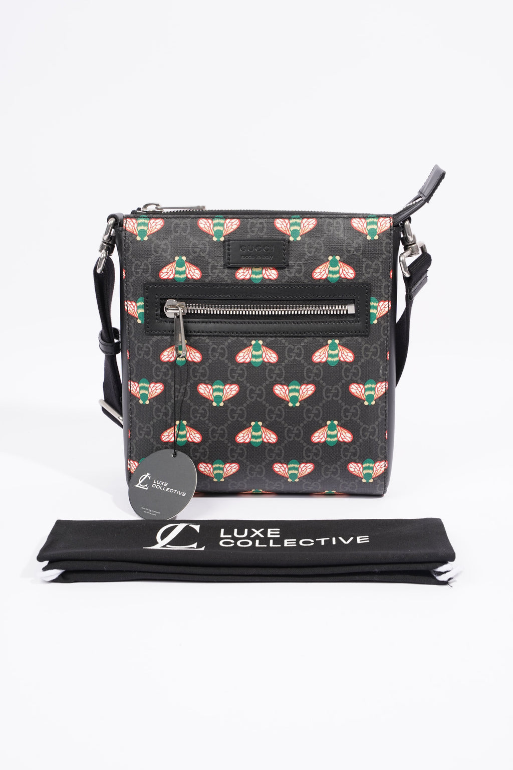 Gucci Bestiary Messenger Bag Black / Red / Blue Canvas OS