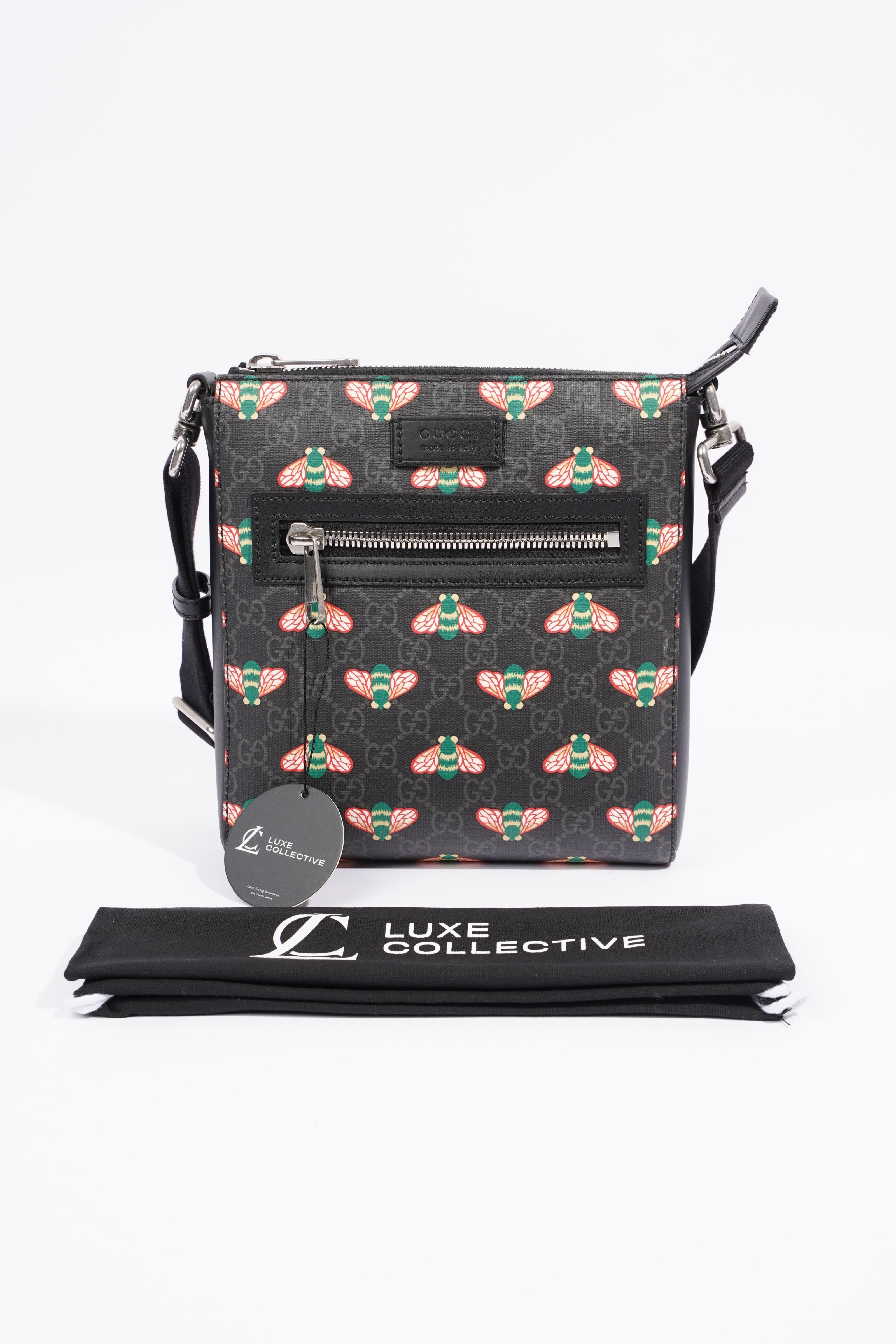 Gucci Bestiary Messenger Bag Black / Red / Blue Canvas OS