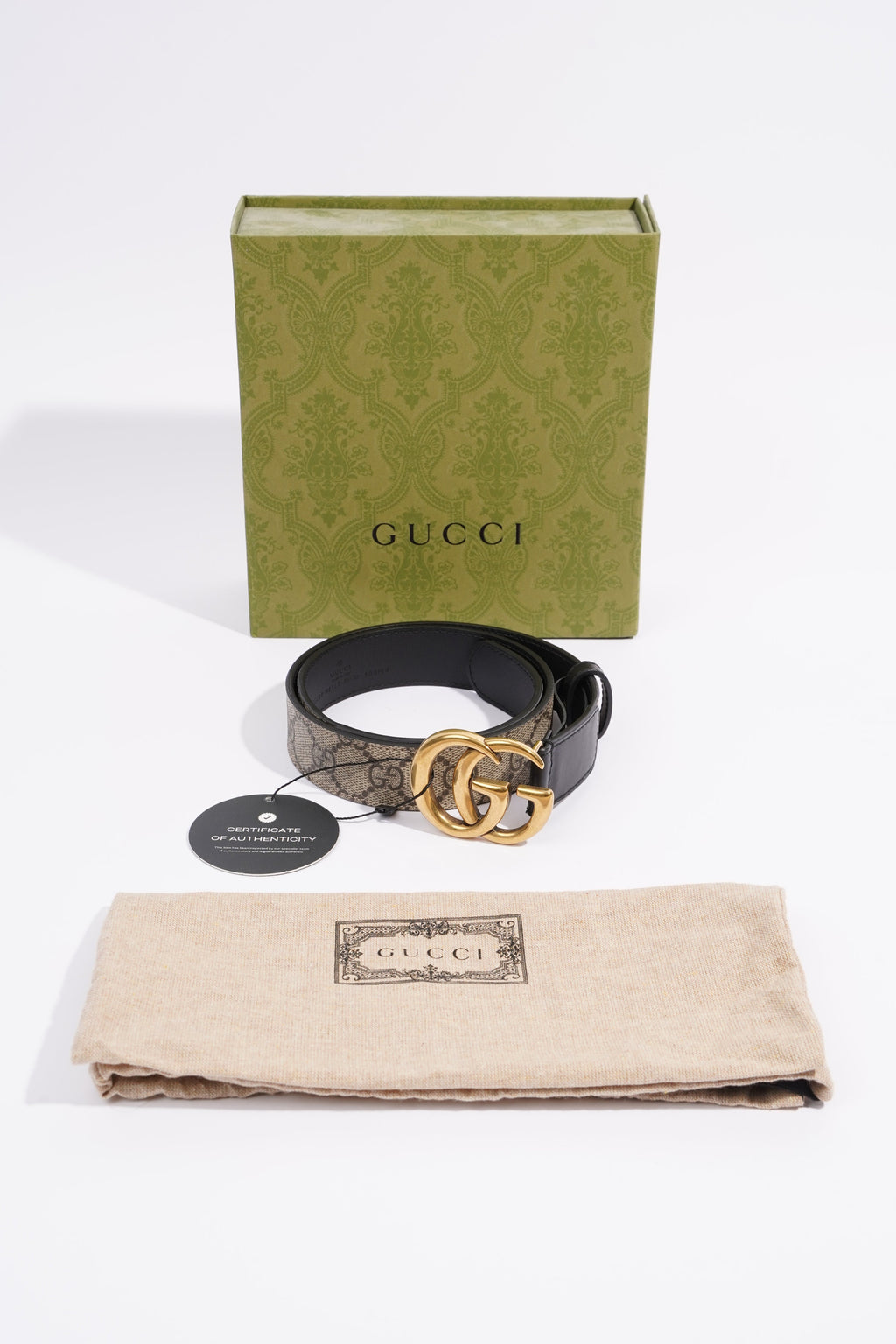 Gucci Marmont Belt Supreme / Black Canvas 75cm 30"