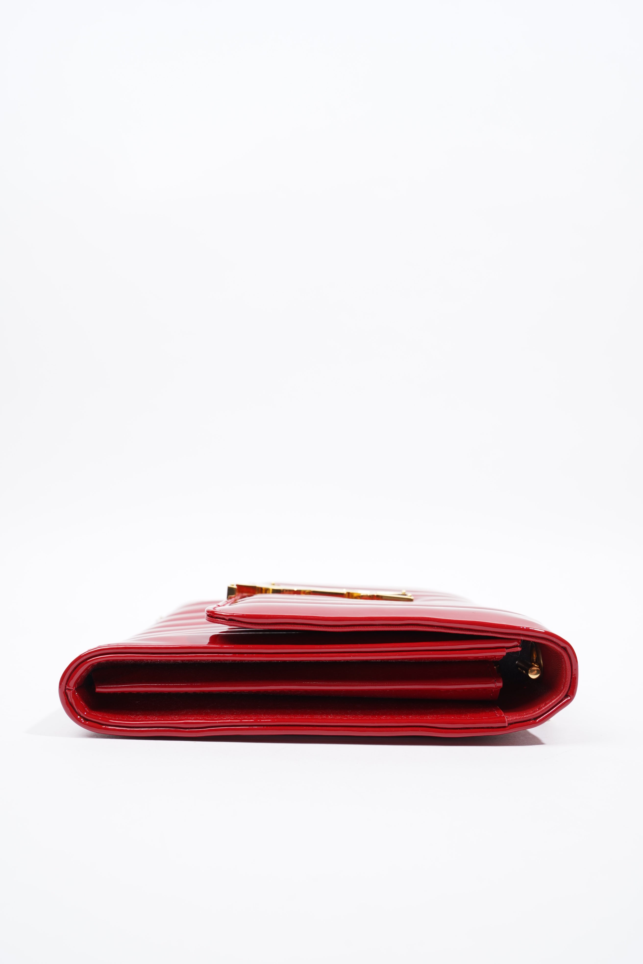 Saint Laurent Vicky Chain Wallet Red Patent Leather