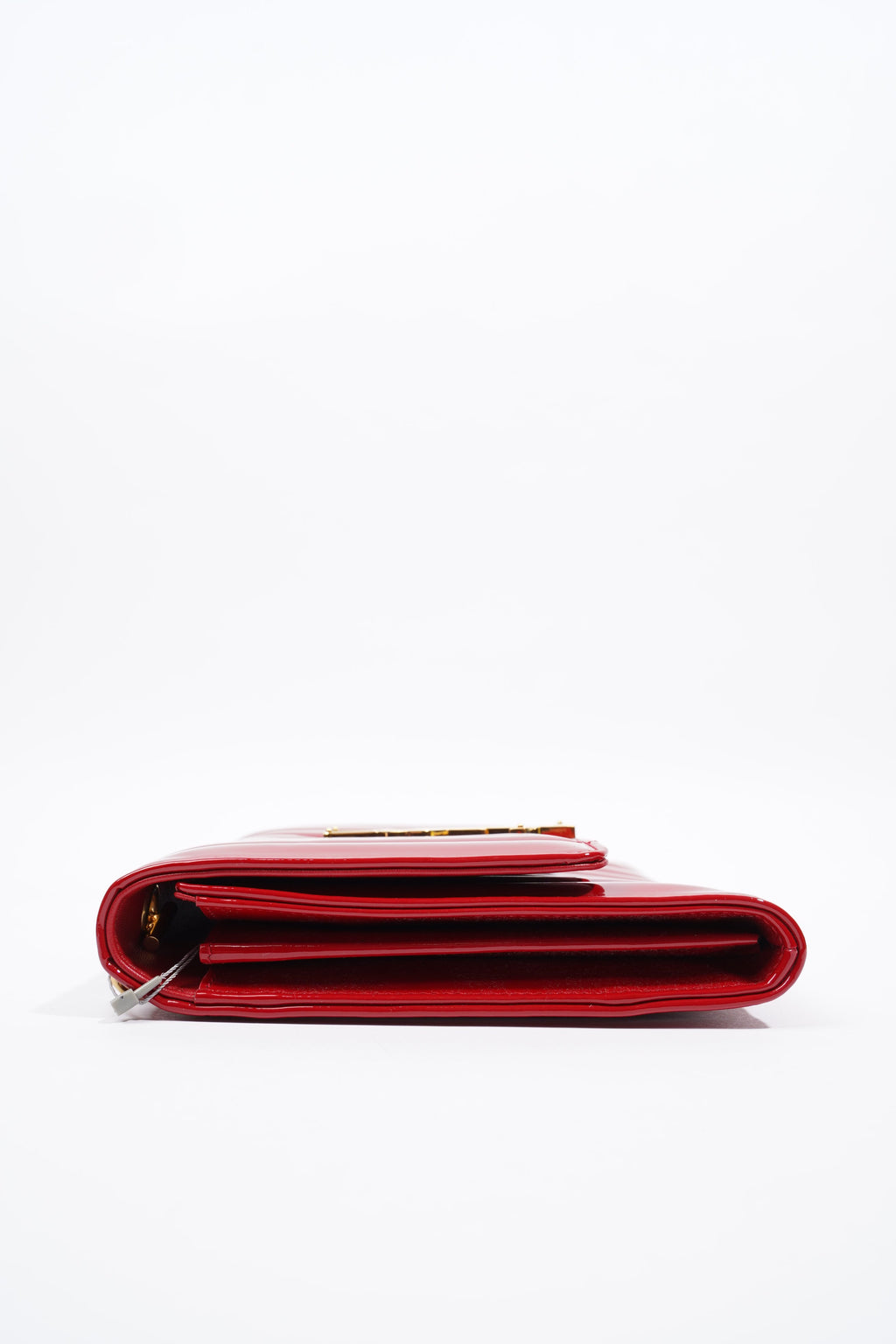 Saint Laurent Vicky Chain Wallet Red Patent Leather