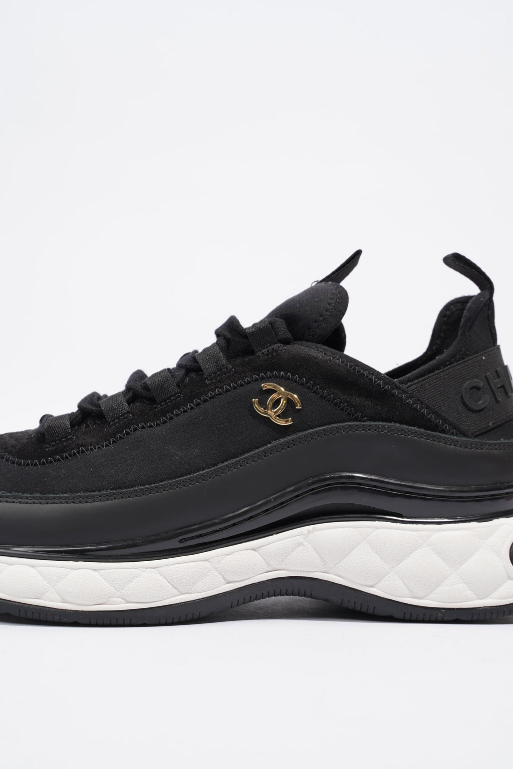 Chanel CC Logo Sneaker Black / White Nylon EU 41 UK 7