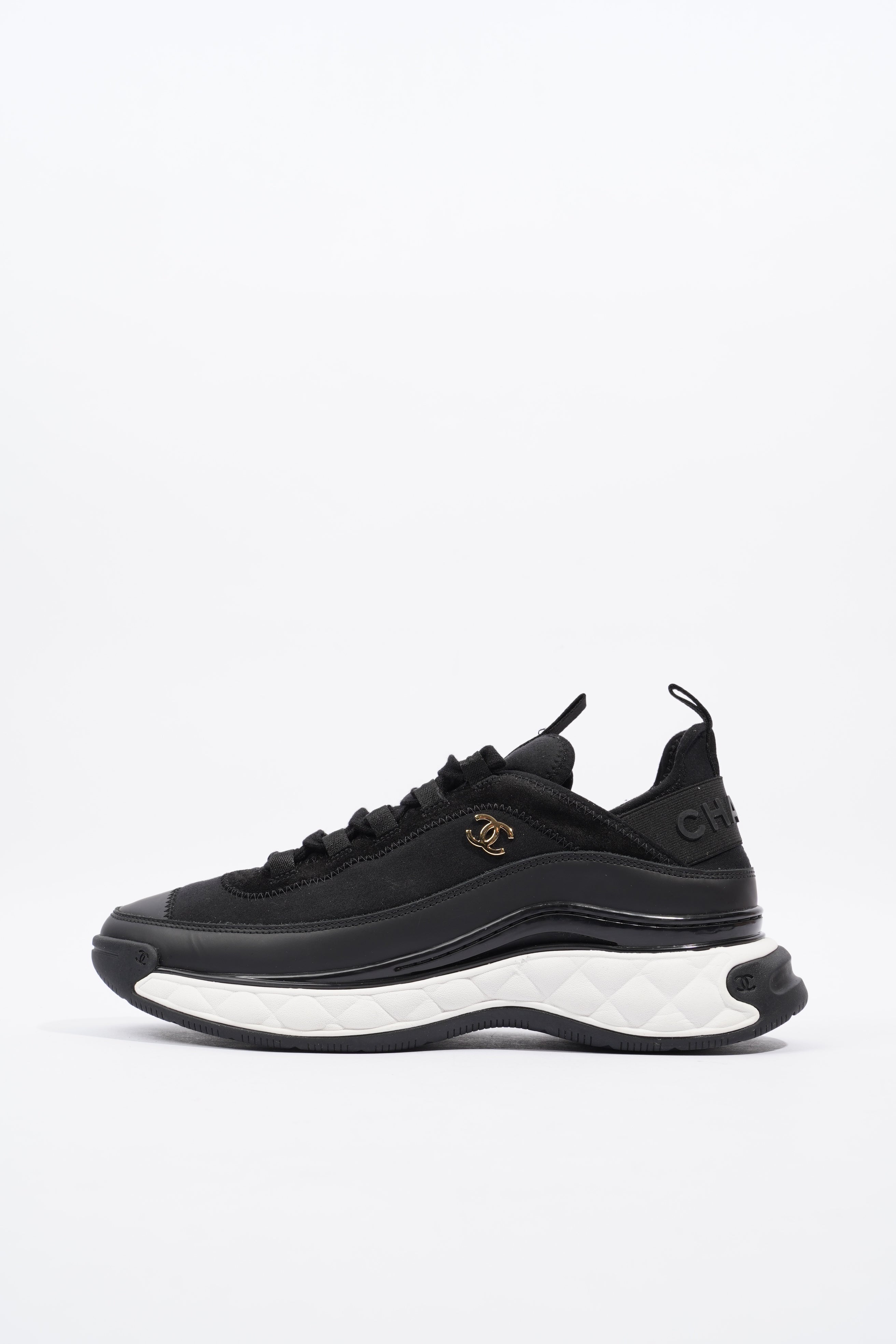 Chanel CC Logo Sneaker Black / White Nylon EU 41 UK 7