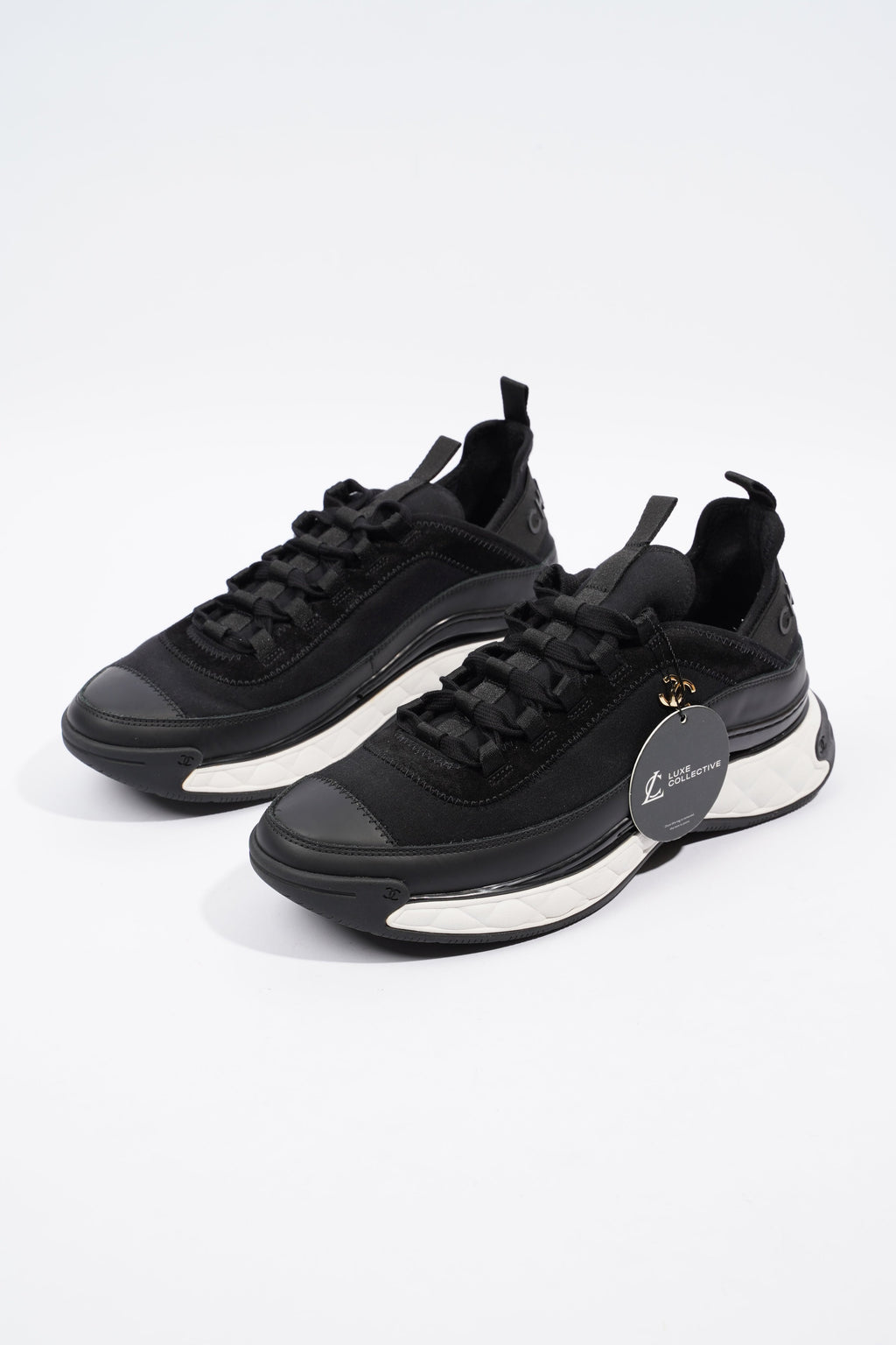 Chanel CC Logo Sneaker Black / White Nylon EU 41 UK 7