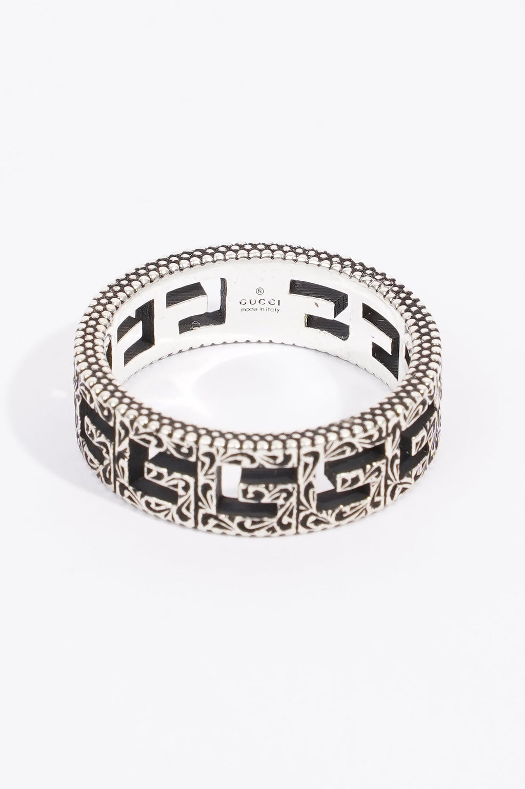 Gucci G Ring Silver / Black Silver Sterling 18