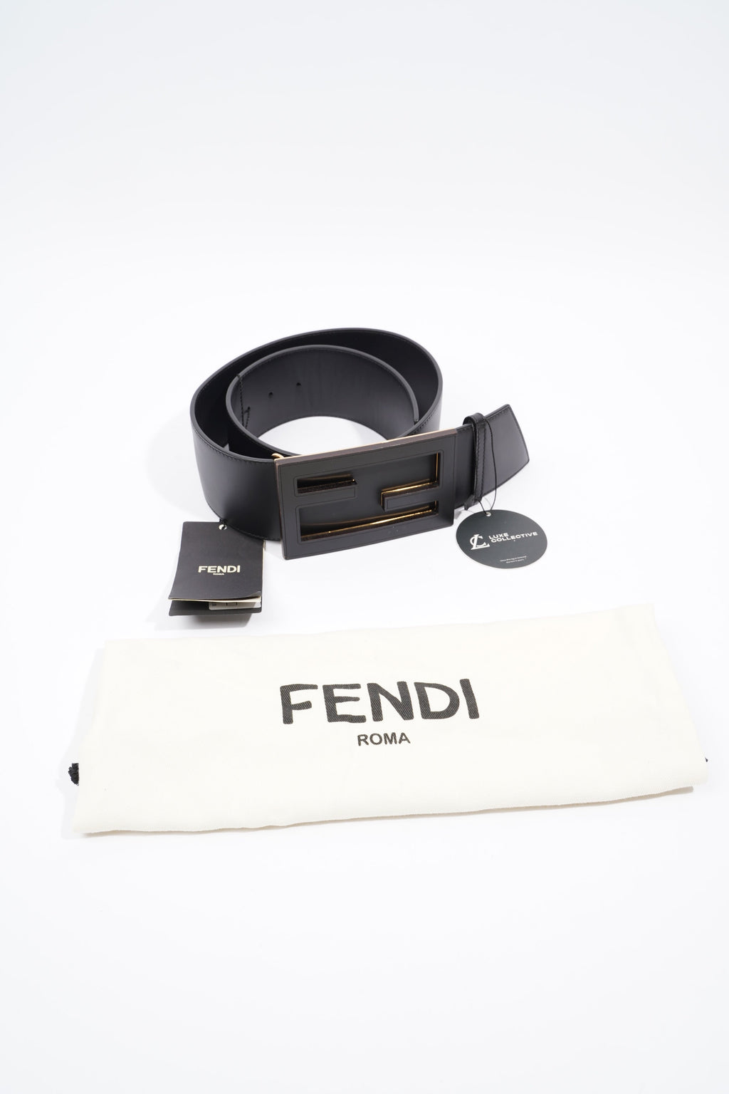 Fendi FF Belt Black Leather 75cm 30"