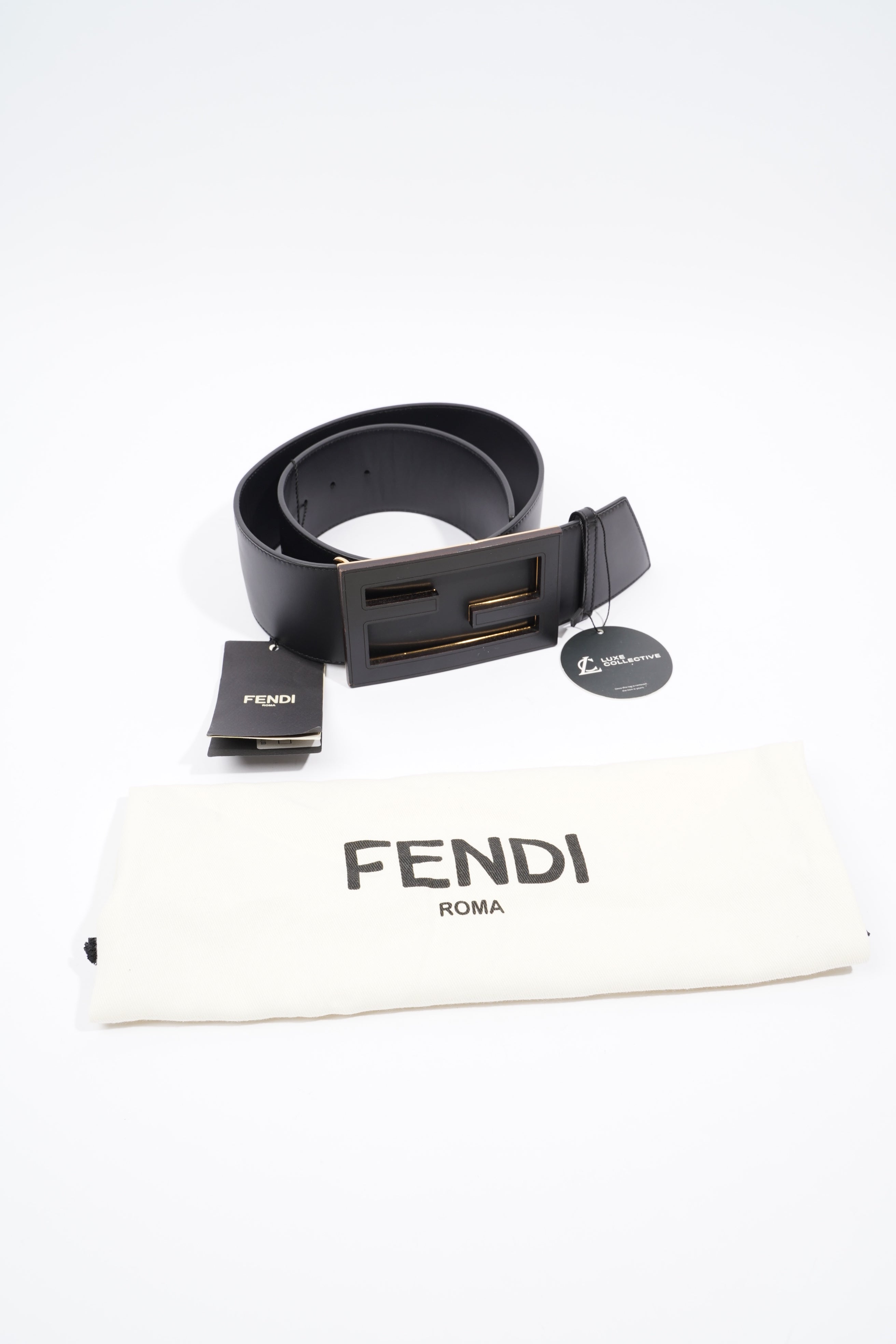 Fendi FF Belt Black Leather 75cm 30"