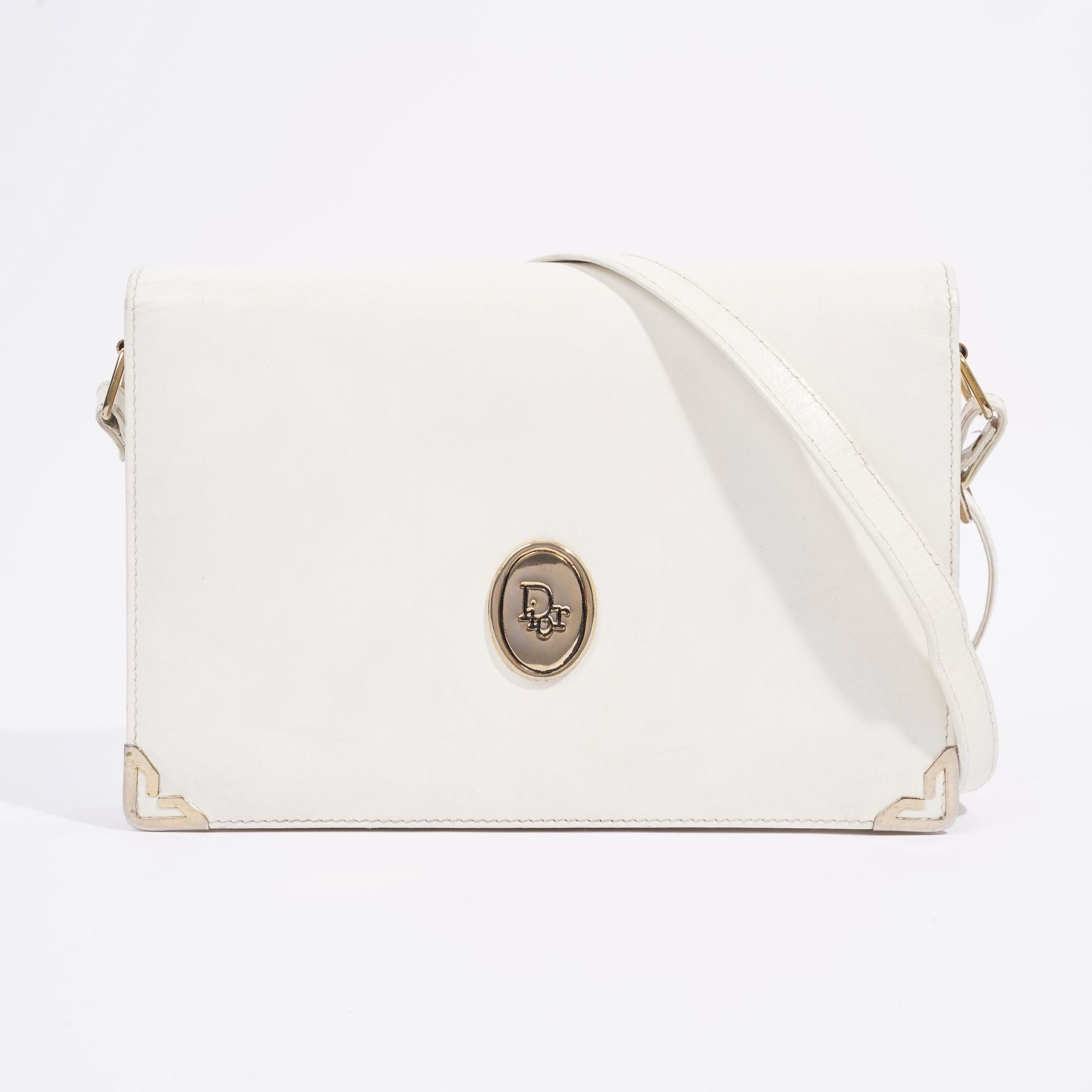 Christian Dior Vintage Shoulder Bag White Leather