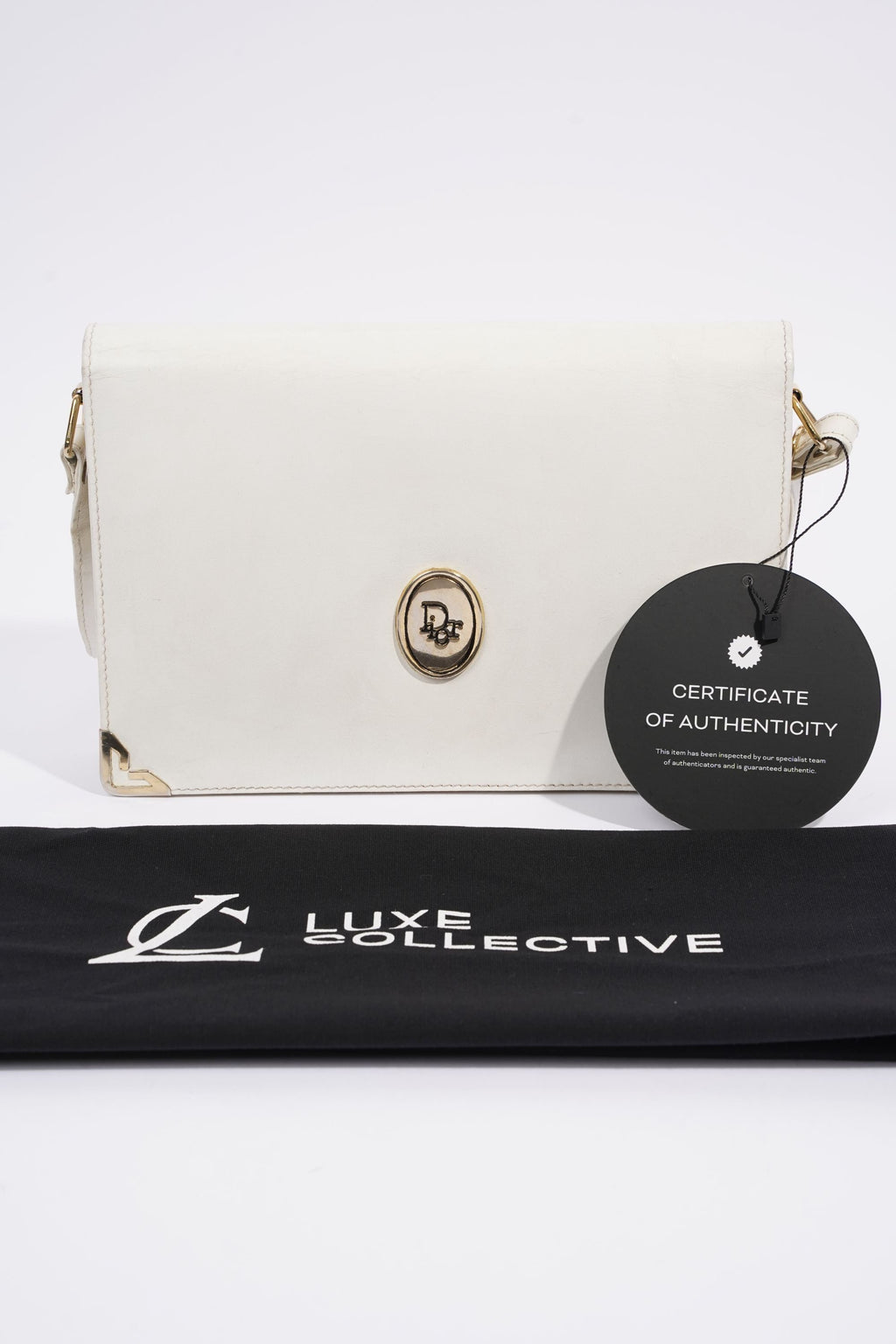 Christian Dior Vintage Shoulder Bag White Leather
