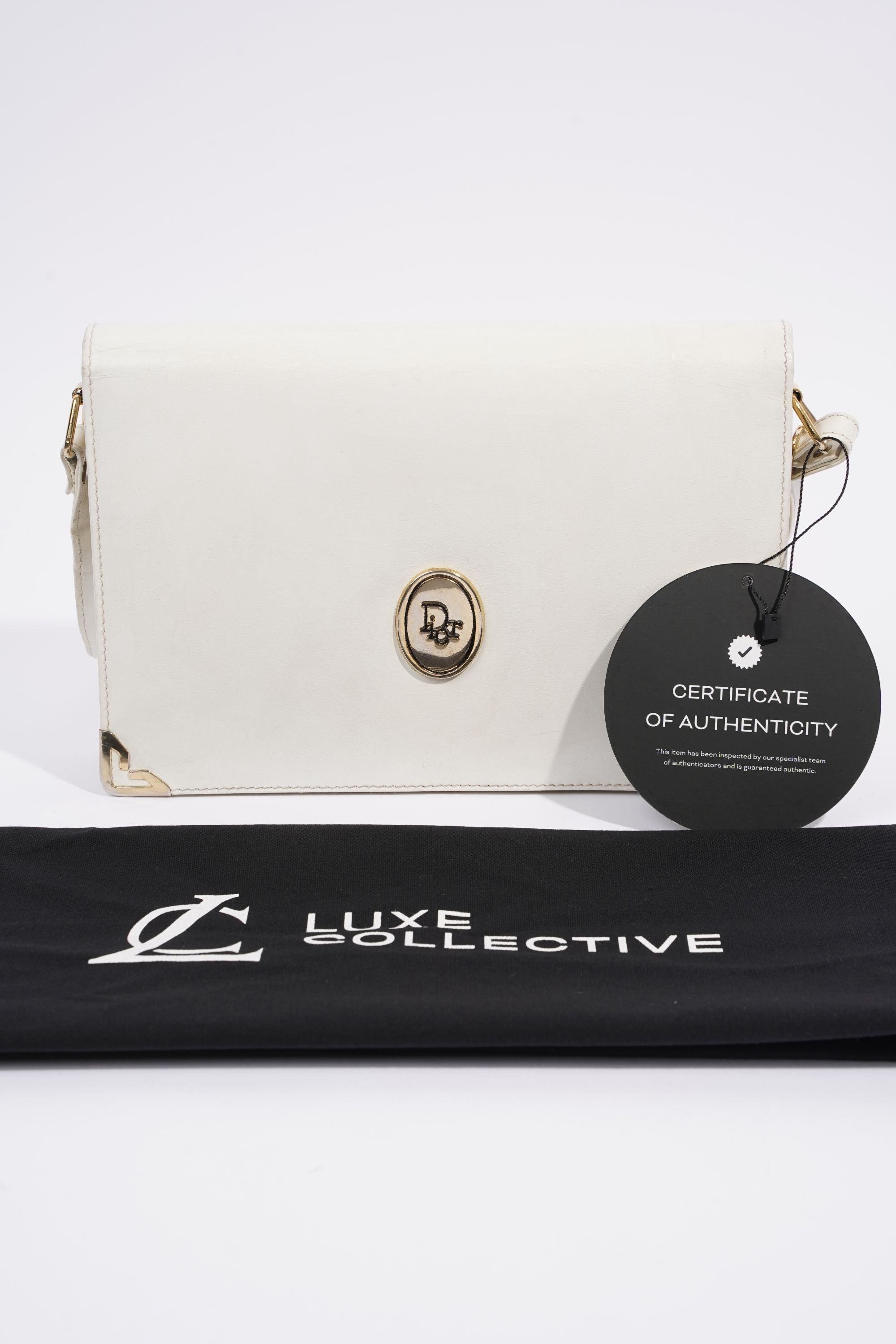 Christian Dior Vintage Shoulder Bag White Leather