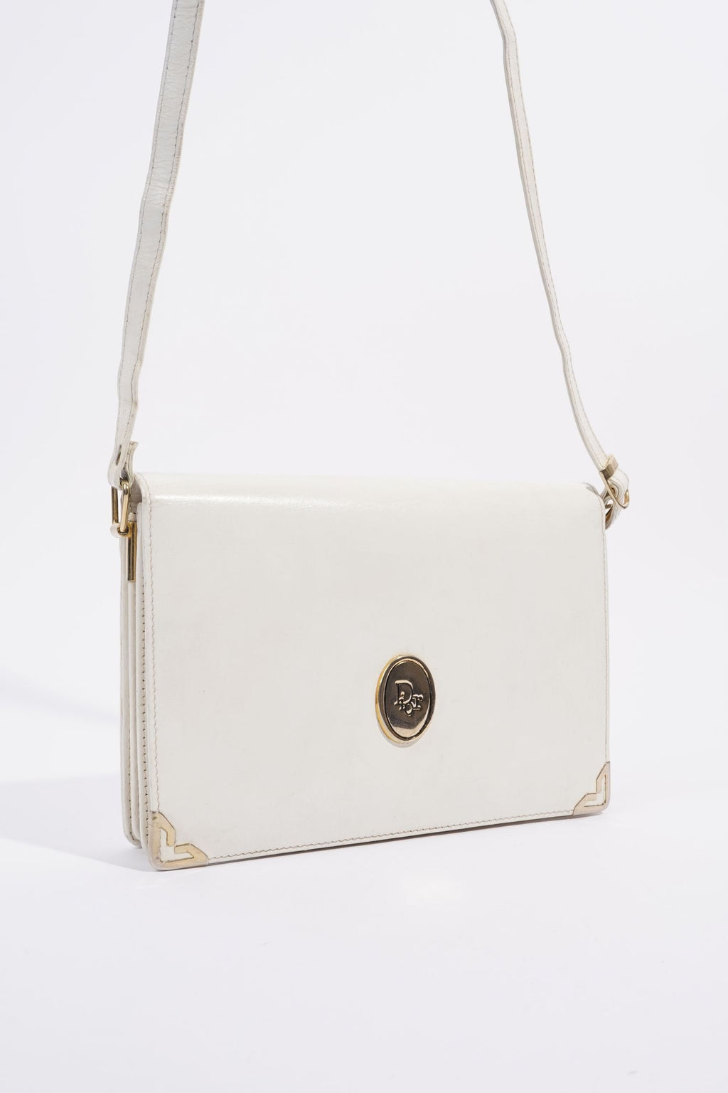 Christian Dior Vintage Shoulder Bag White Leather