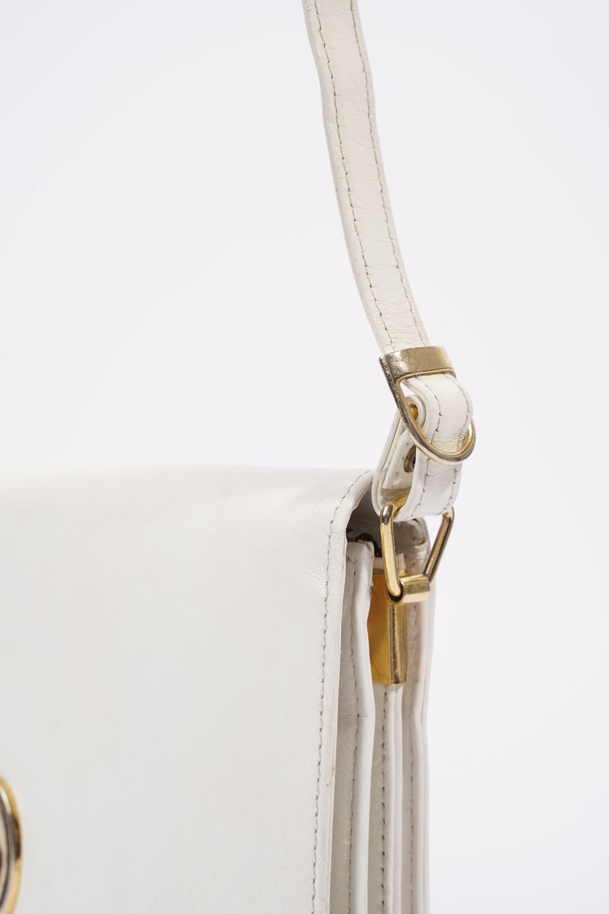 Christian Dior Vintage Shoulder Bag White Leather