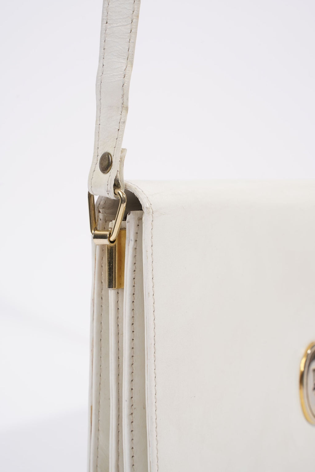 Christian Dior Vintage Shoulder Bag White Leather