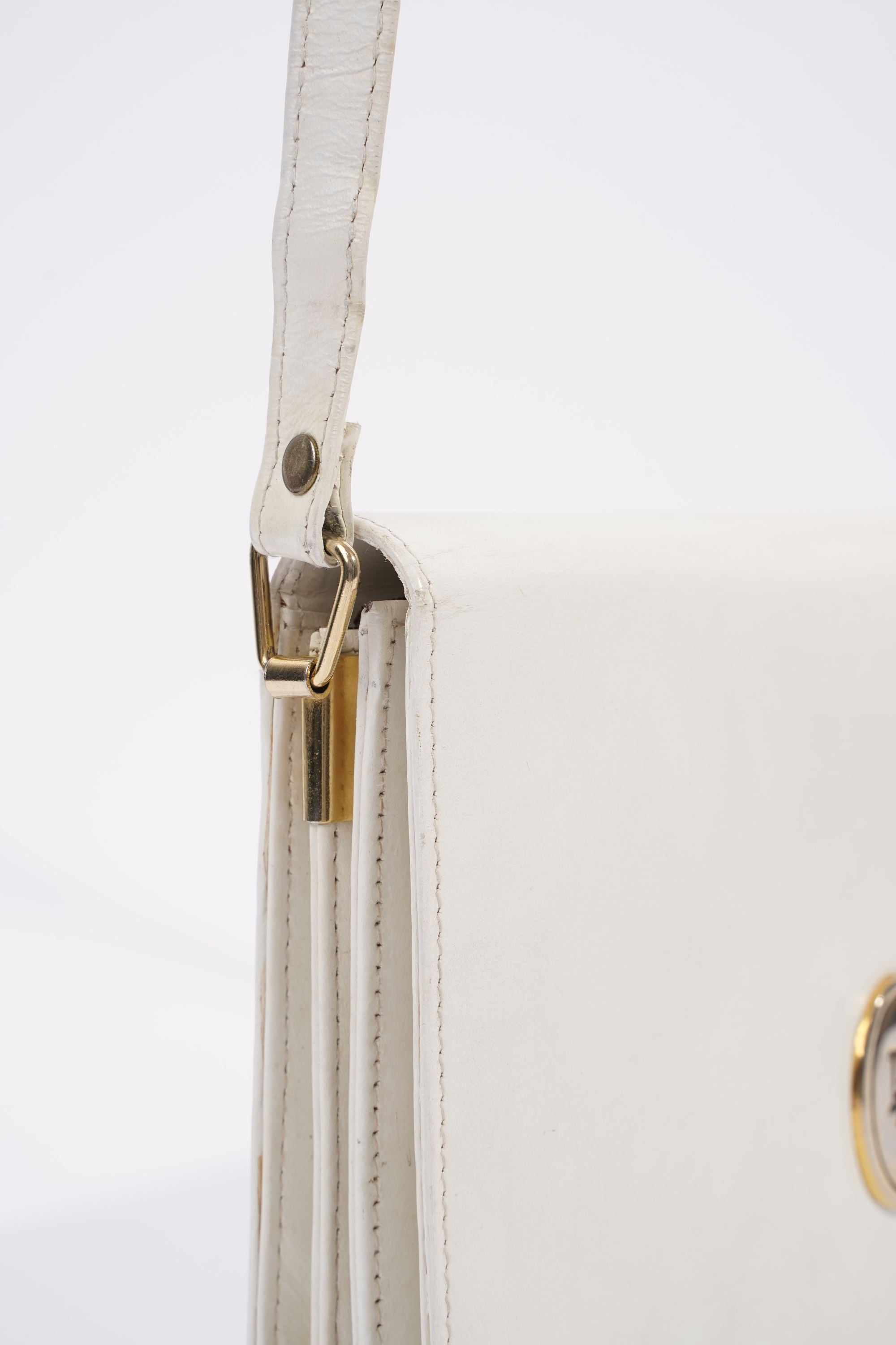 Christian Dior Vintage Shoulder Bag White Leather