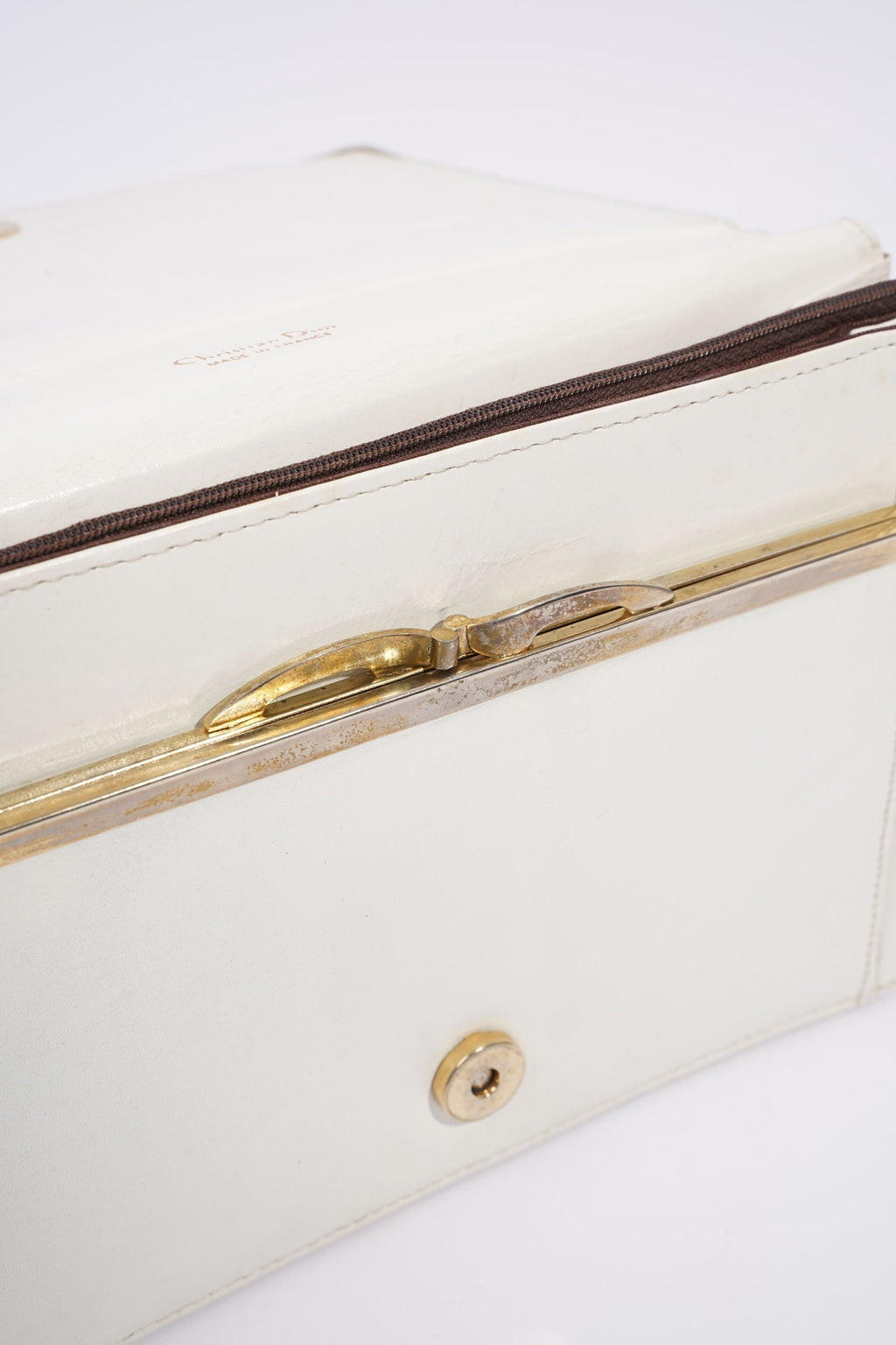 Christian Dior Vintage Shoulder Bag White Leather