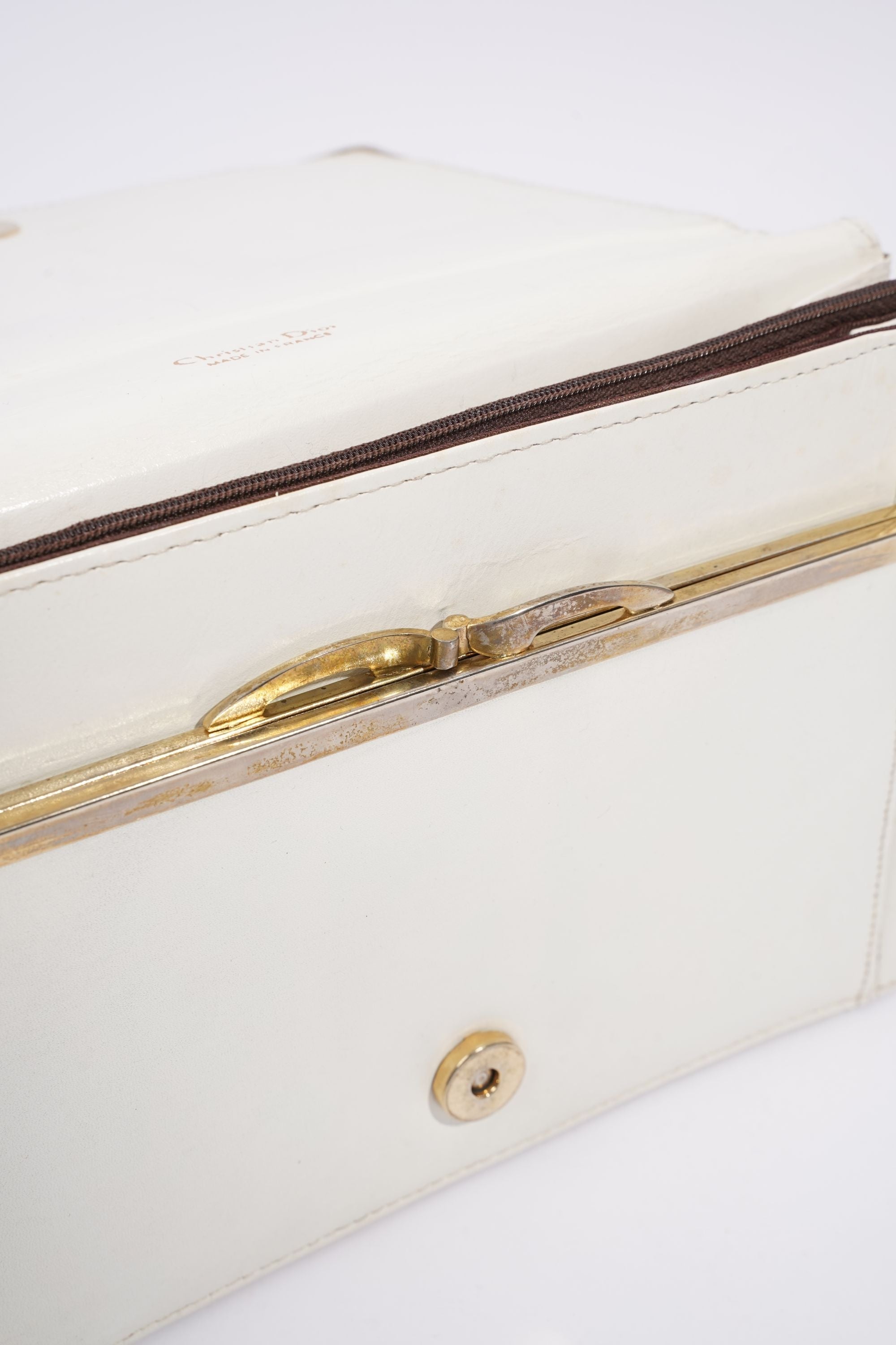 Christian Dior Vintage Shoulder Bag White Leather