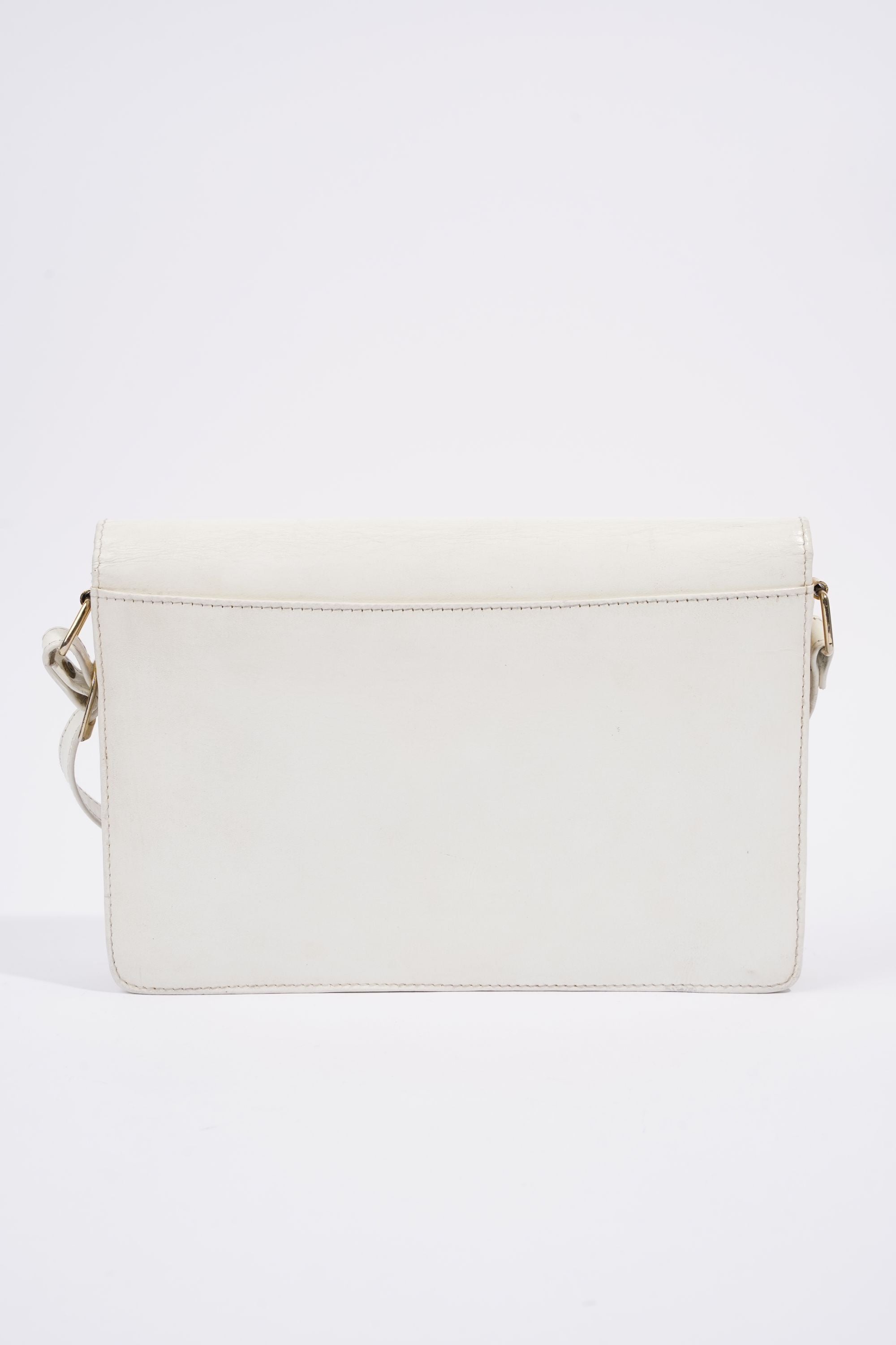 Christian Dior Vintage Shoulder Bag White Leather