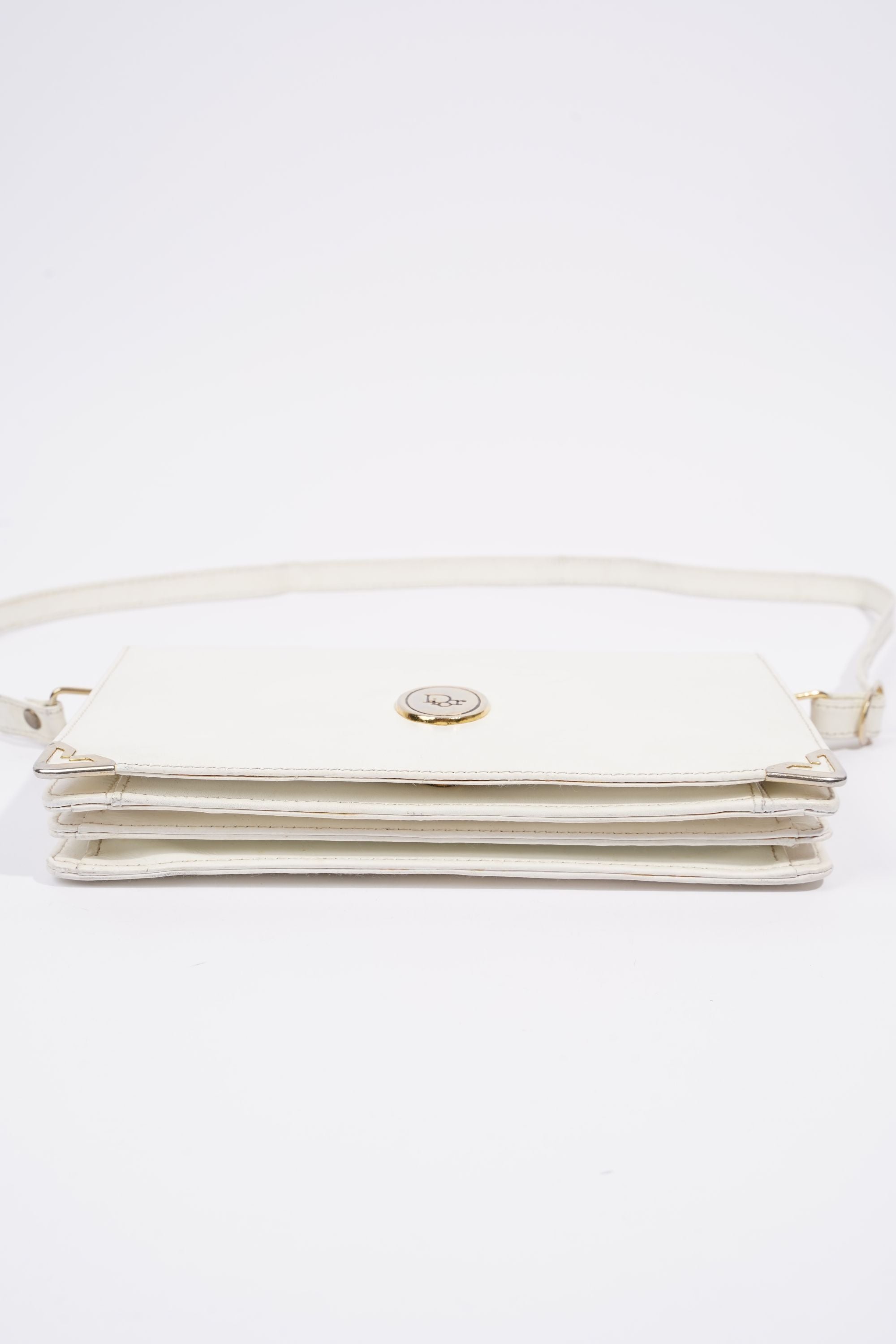 Christian Dior Vintage Shoulder Bag White Leather