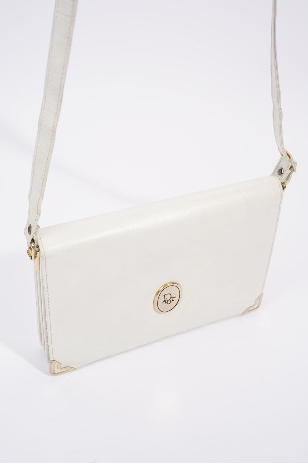 Christian Dior Vintage Shoulder Bag White Leather