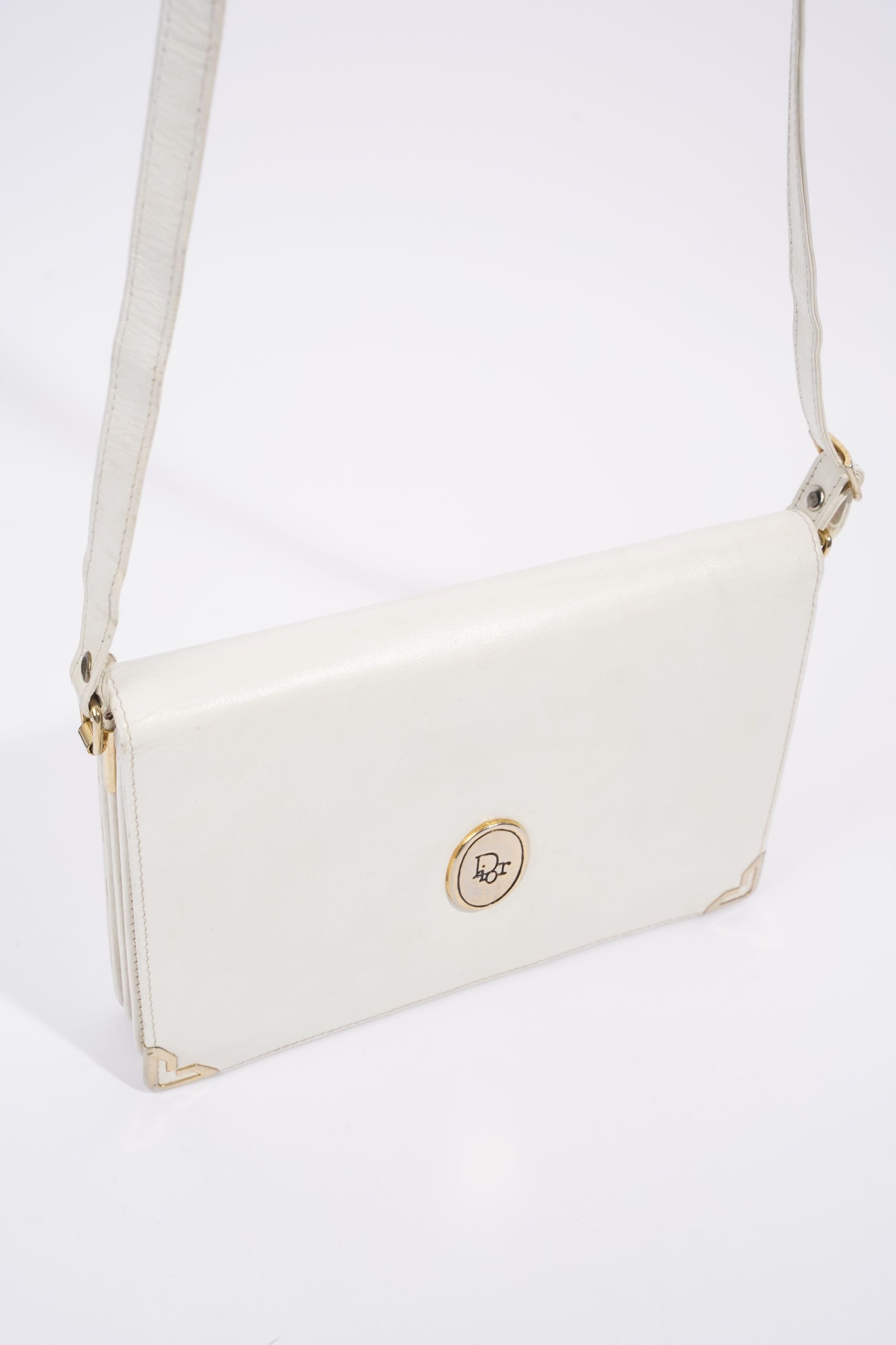 Christian Dior Vintage Shoulder Bag White Leather