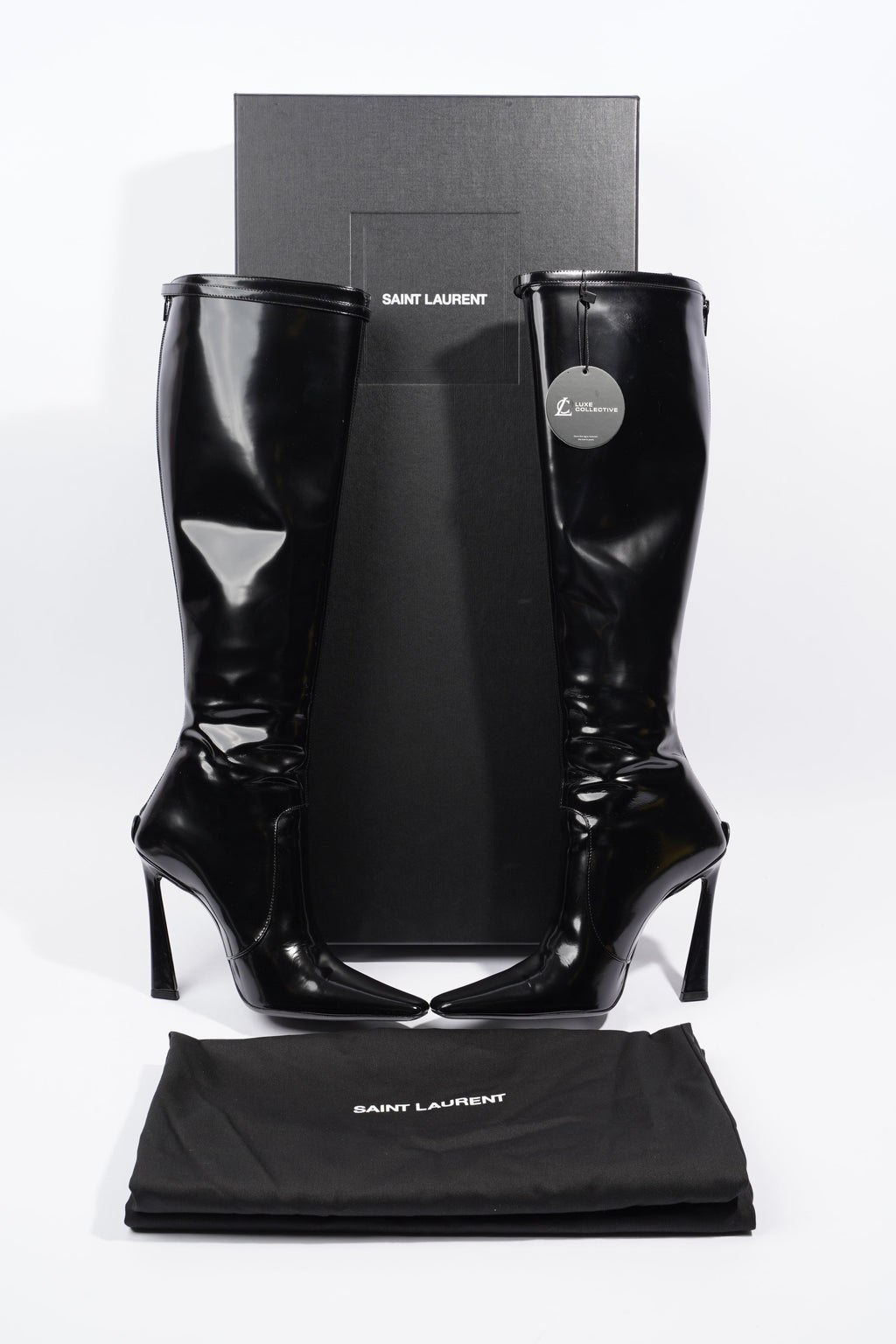 Saint Laurent Tess Boot 110 Black Patent Leather EU 40 UK 7