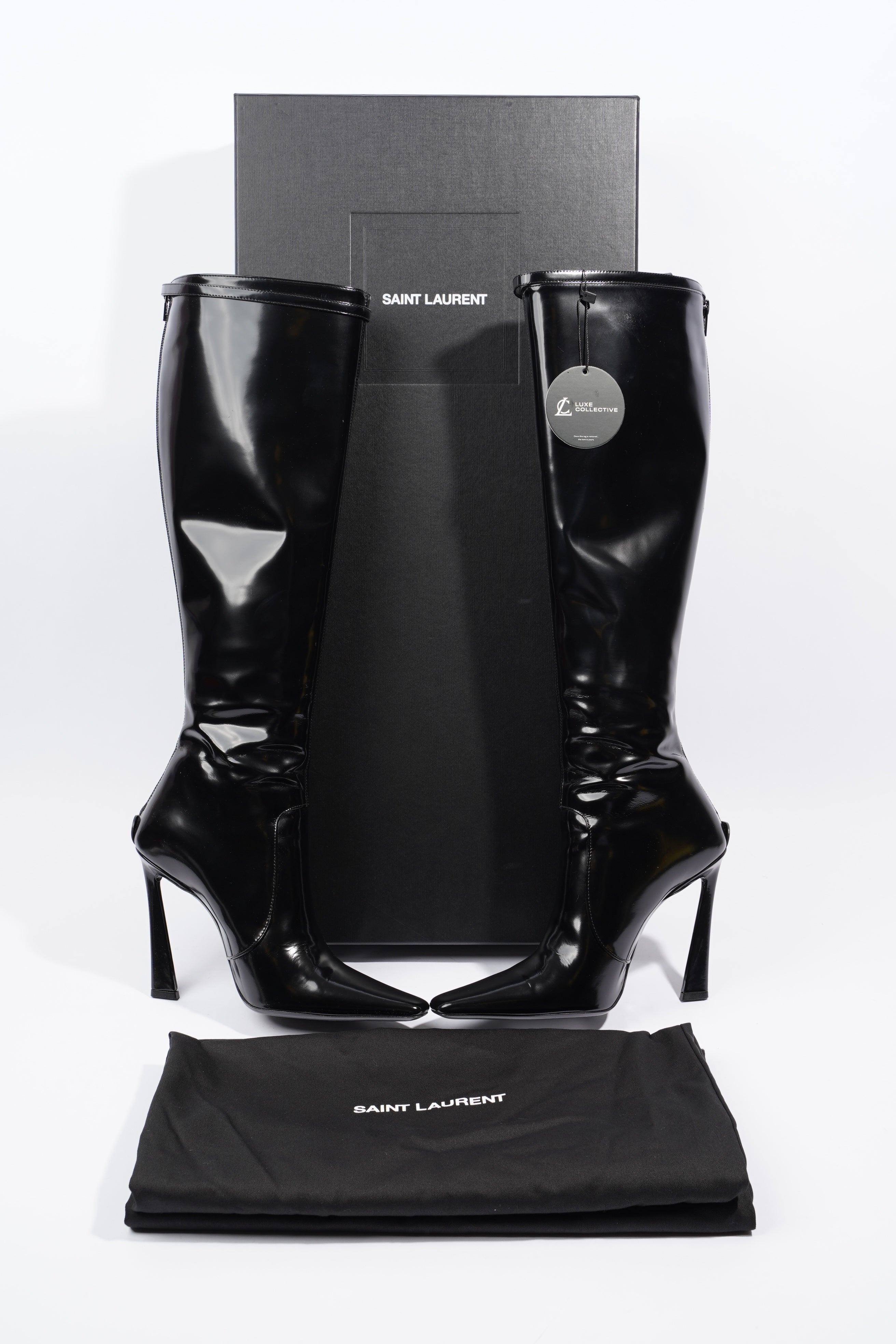 Saint Laurent Tess Boot 110 Black Patent Leather EU 40 UK 7