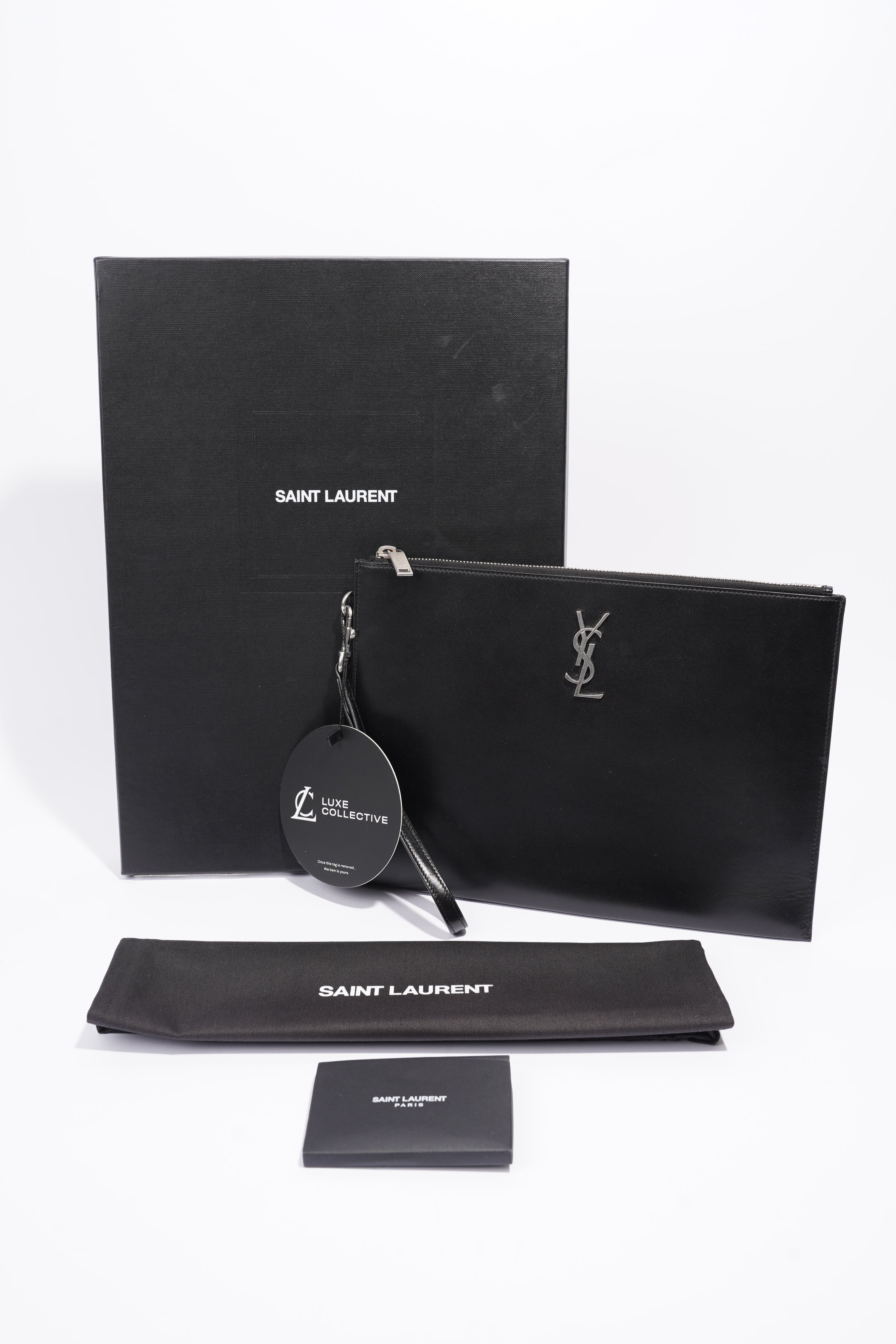 Saint Laurent Clutch Black Calfskin Leather