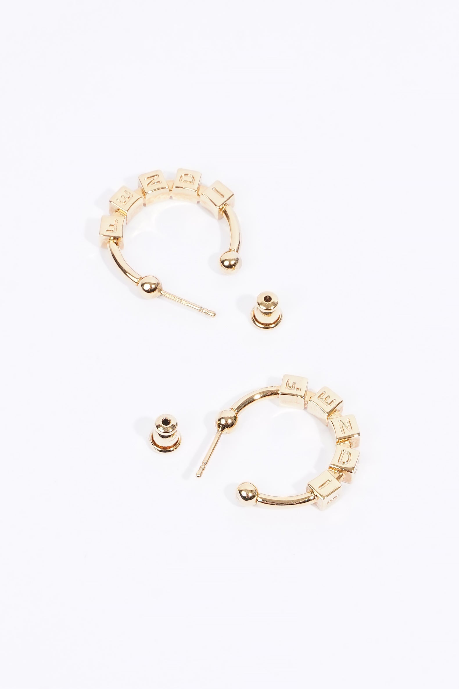 Fendi Logo Hoop Earrings Gold Base Metal