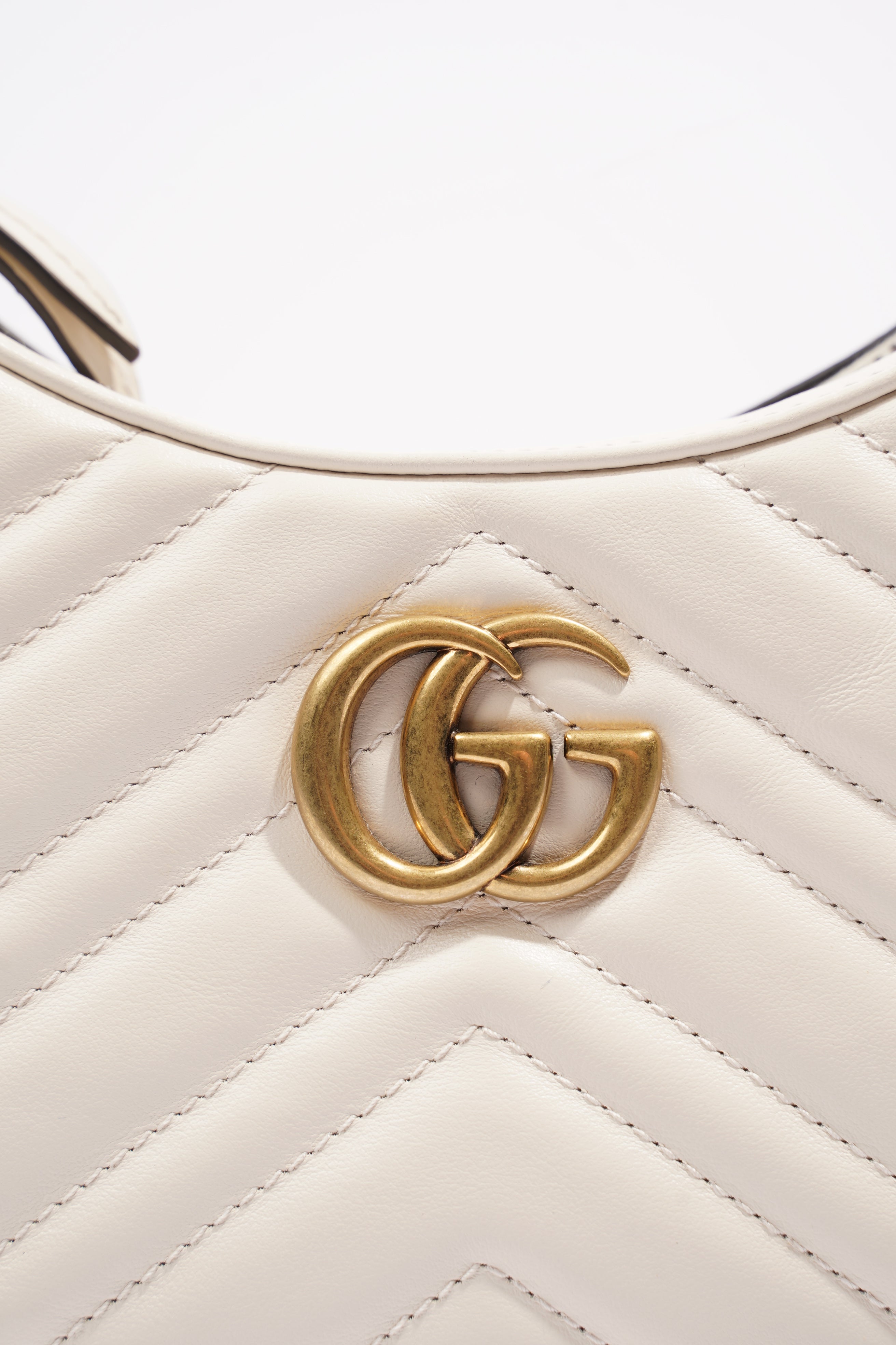 Gucci GG Half Moon Shaped Mini Bag White Matelasse Leather