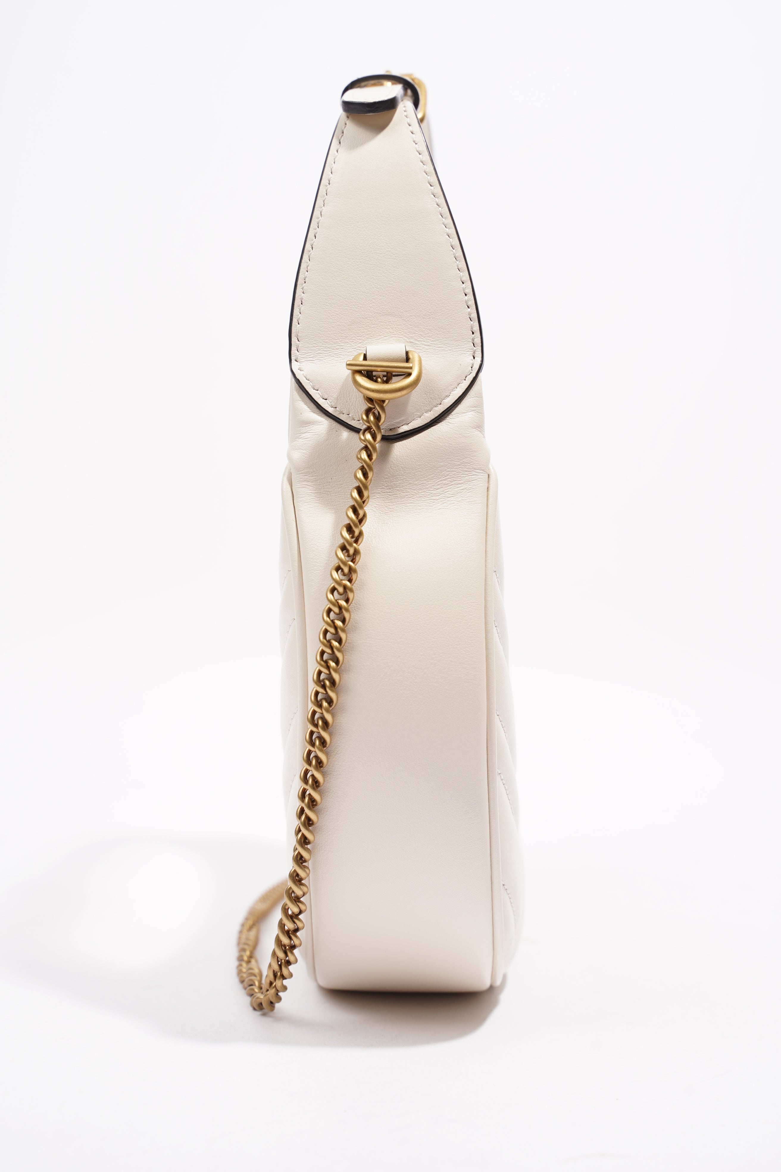 Gucci GG Half Moon Shaped Mini Bag White Matelasse Leather