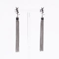 Saint Laurent YSL Tassel Earrings Silver Base Metal