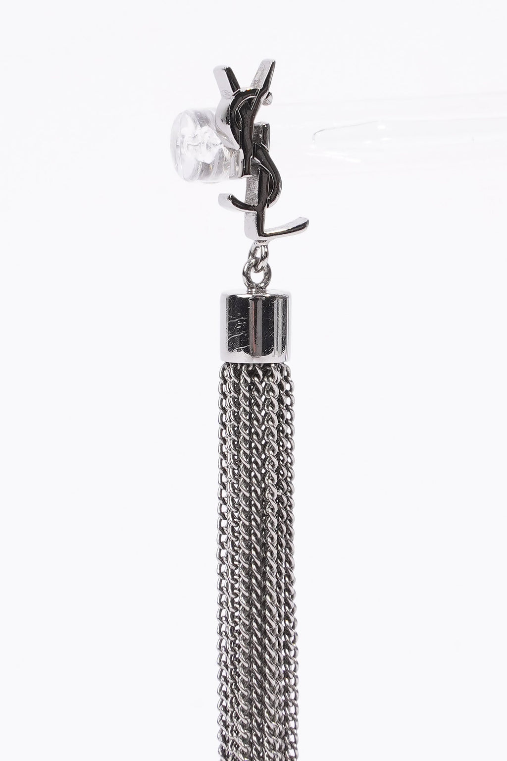Saint Laurent YSL Tassel Earrings Silver Base Metal