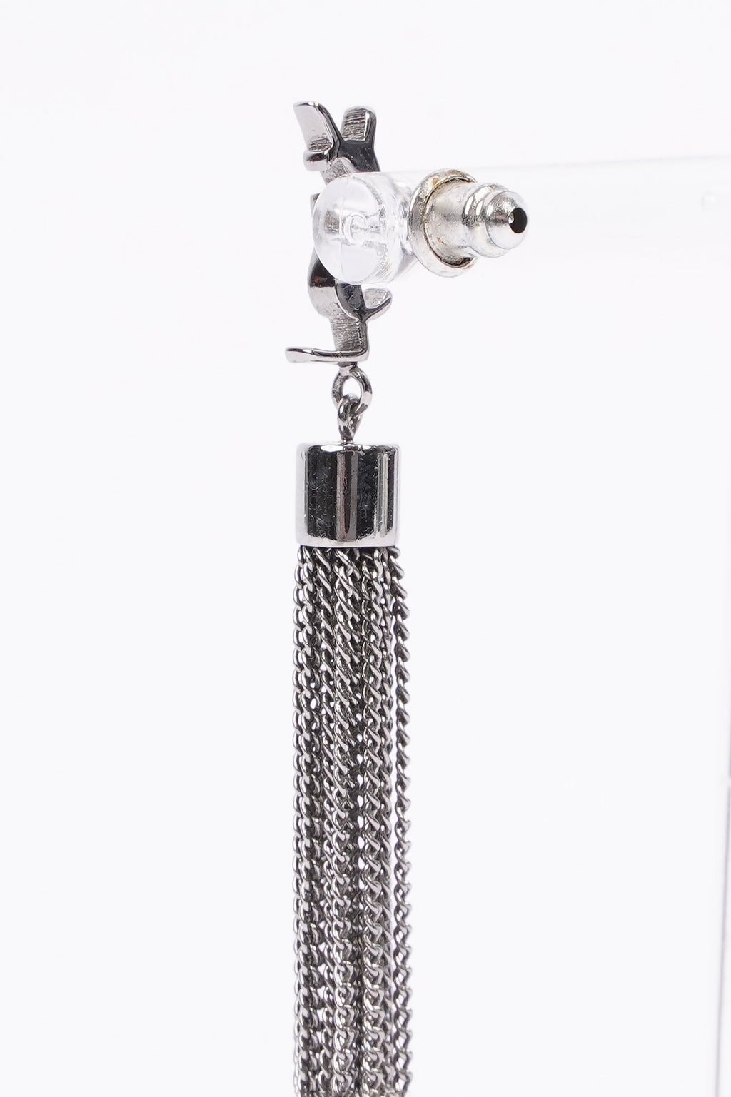 Saint Laurent YSL Tassel Earrings Silver Base Metal