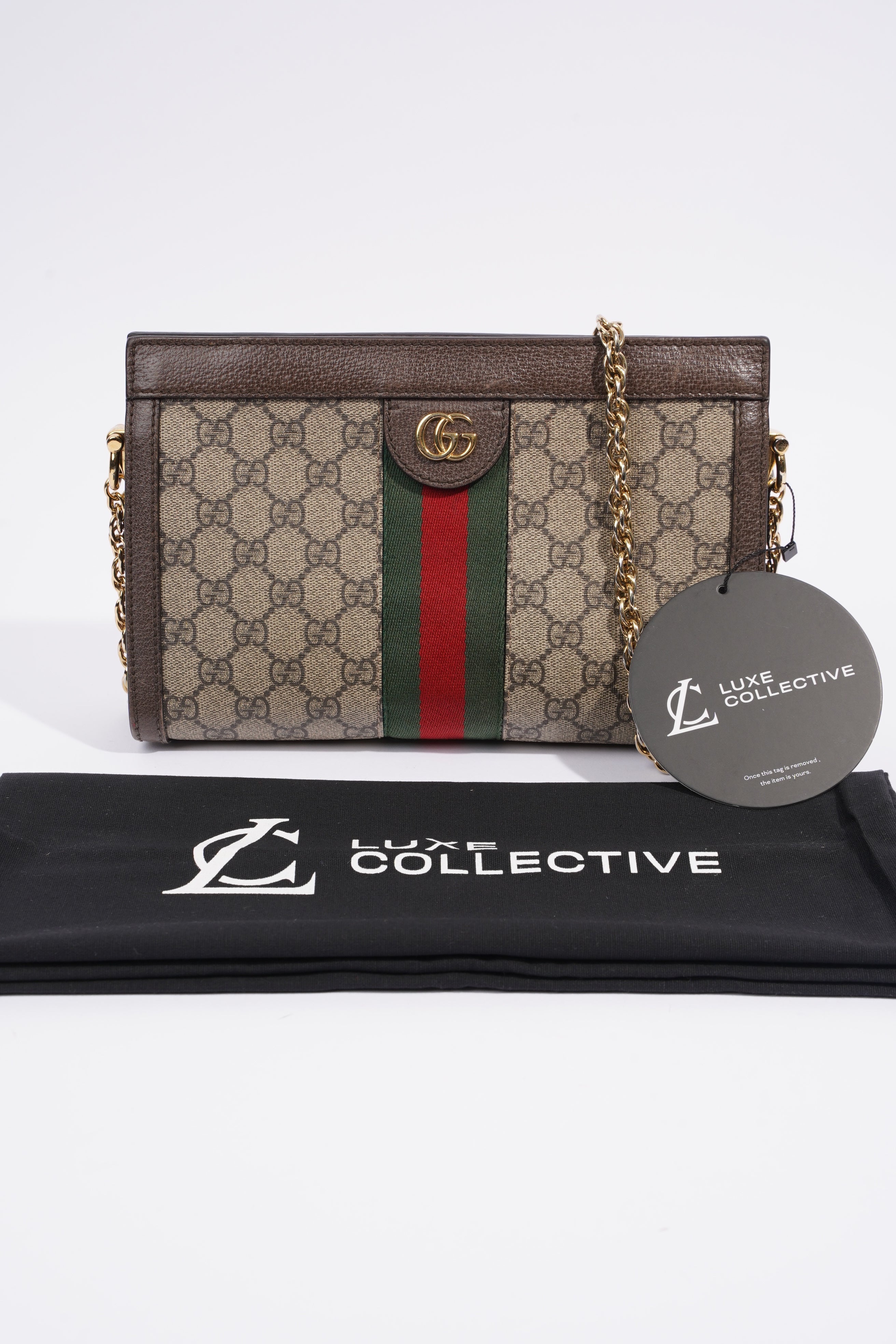 Gucci Ophidia GG Beige And Ebony GG Supreme Coated Canvas Small